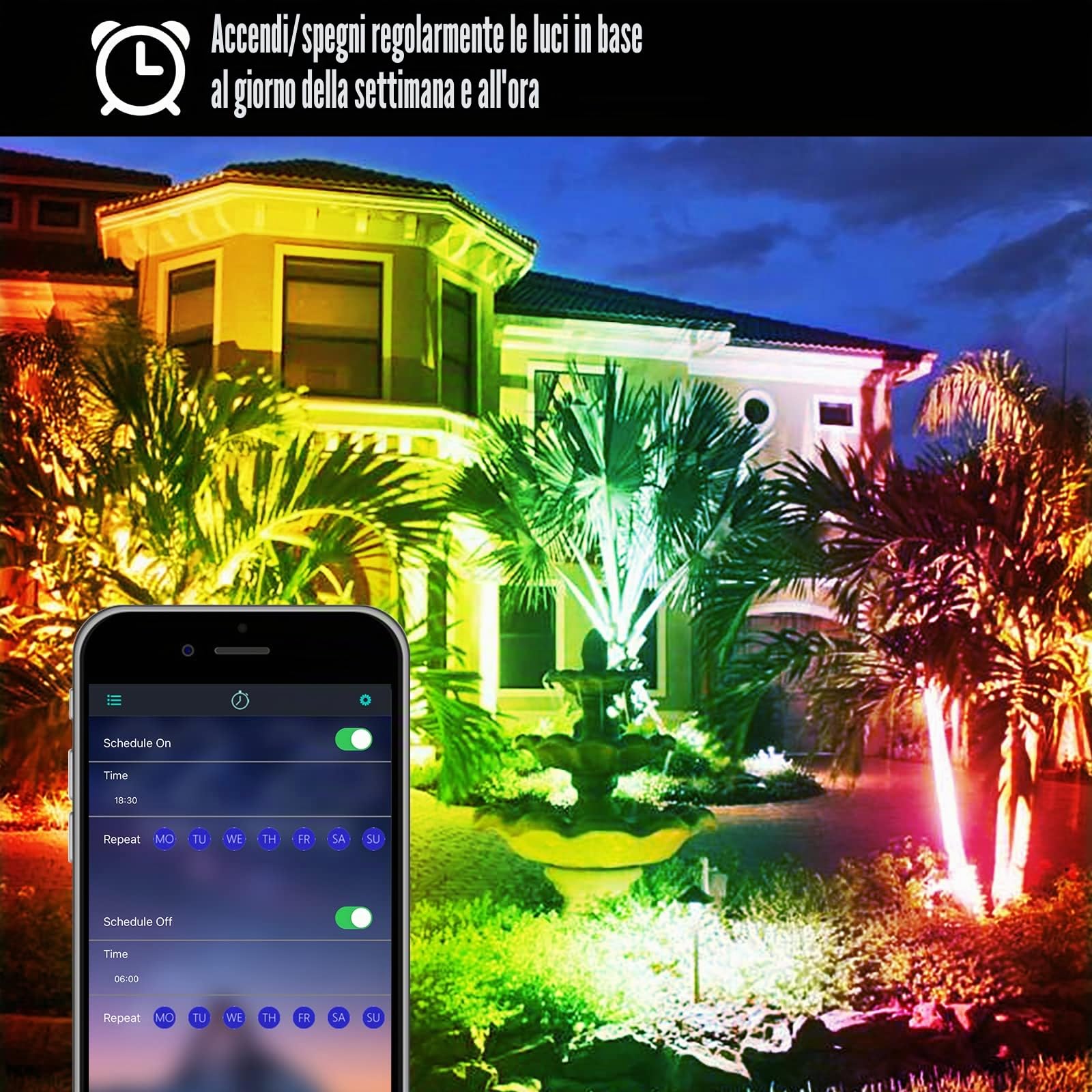 CREATESTAR Faretto LED RGB 30W, Faro Esterno 16 Milioni di Colori 28 Modalità Dimmebili, Impermeabile IP66 Proiettore Con Telecomanda e APP Per Giardino Bar Festa