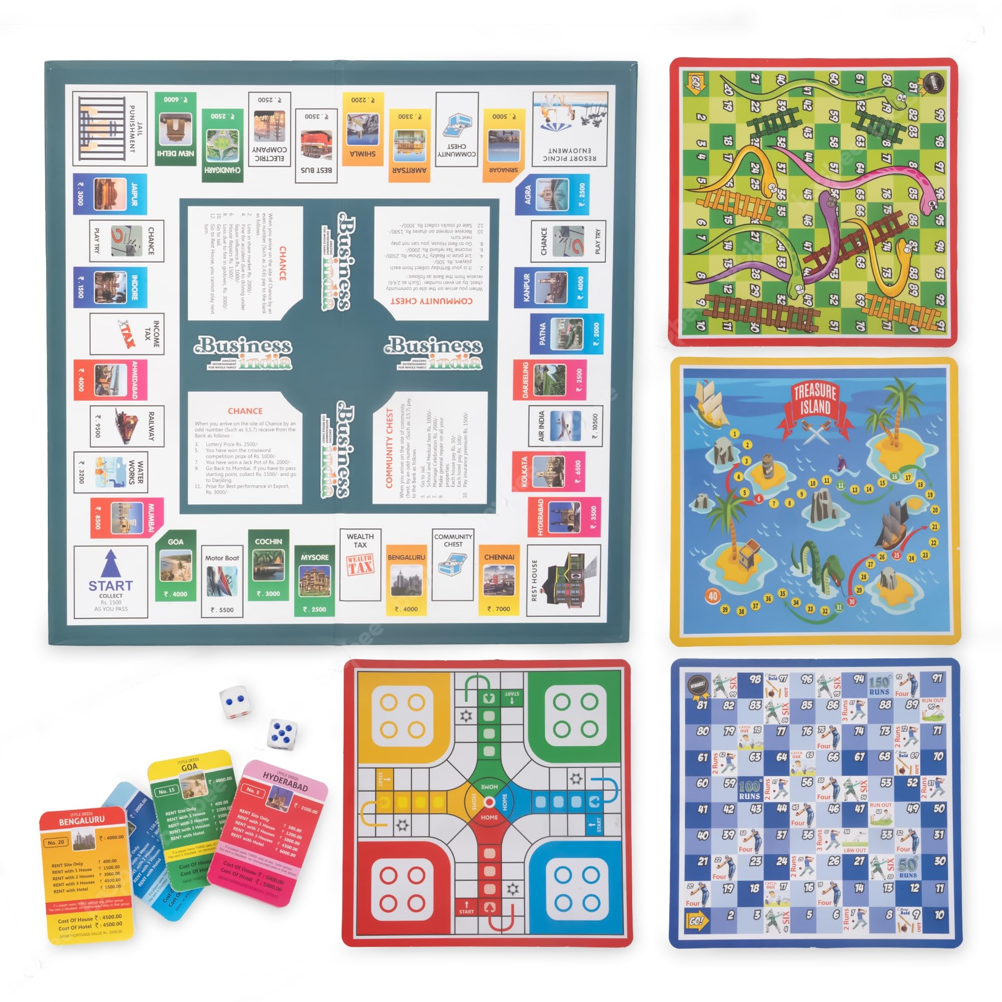 Baybee 5 in 1 Business India Board Game with Plastic Coins Along with Other Board Games Like Ludo, Snakes Ladder, Treasure Island & Cricket Game for Kids & Adults 3+ Years Boys Girls (2-4 Players) (B0DB1N634N) Amazon Price History, Amazon Price Tracker
