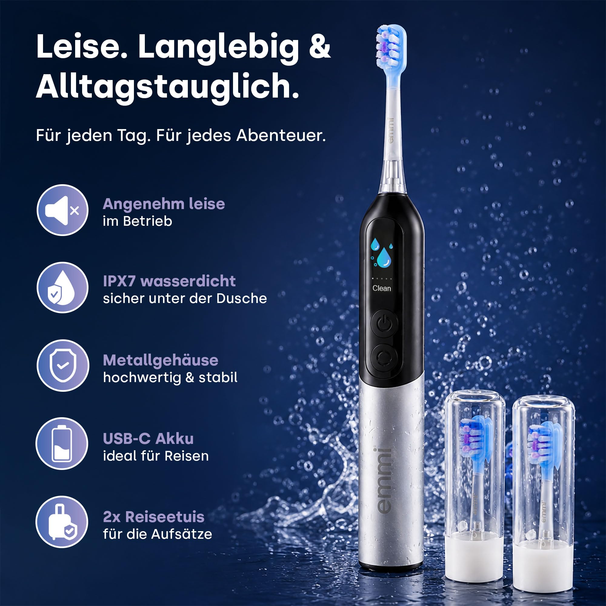 emmi-dent Sonic Prime Schallzahnbürste mit Display & Putz-Zonen-Anzeige