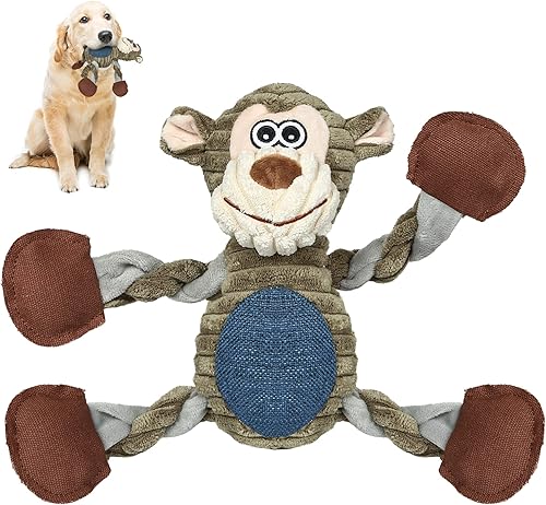 Miniatura 7 de BUYPOW Juguetes navideños para perros grandes, paquete de 3 juguetes de peluche chirriantes para perros medianos y pequeños, juguetes de peluche