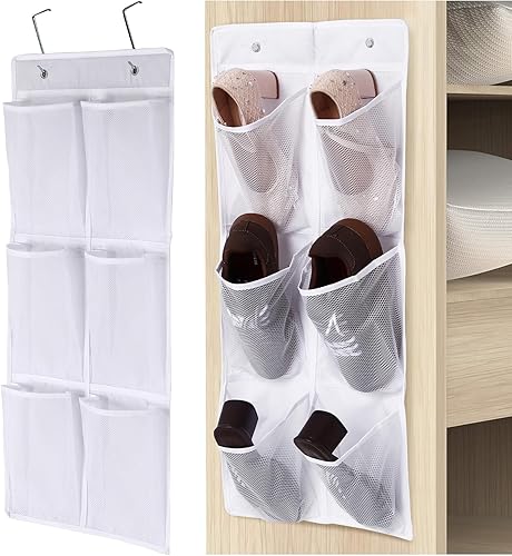 Organizador de zapatos sobre la puertapared, paquete de 2, estrecho, zapatero colgante para armario, baño, caravana, despensa, campamento, color