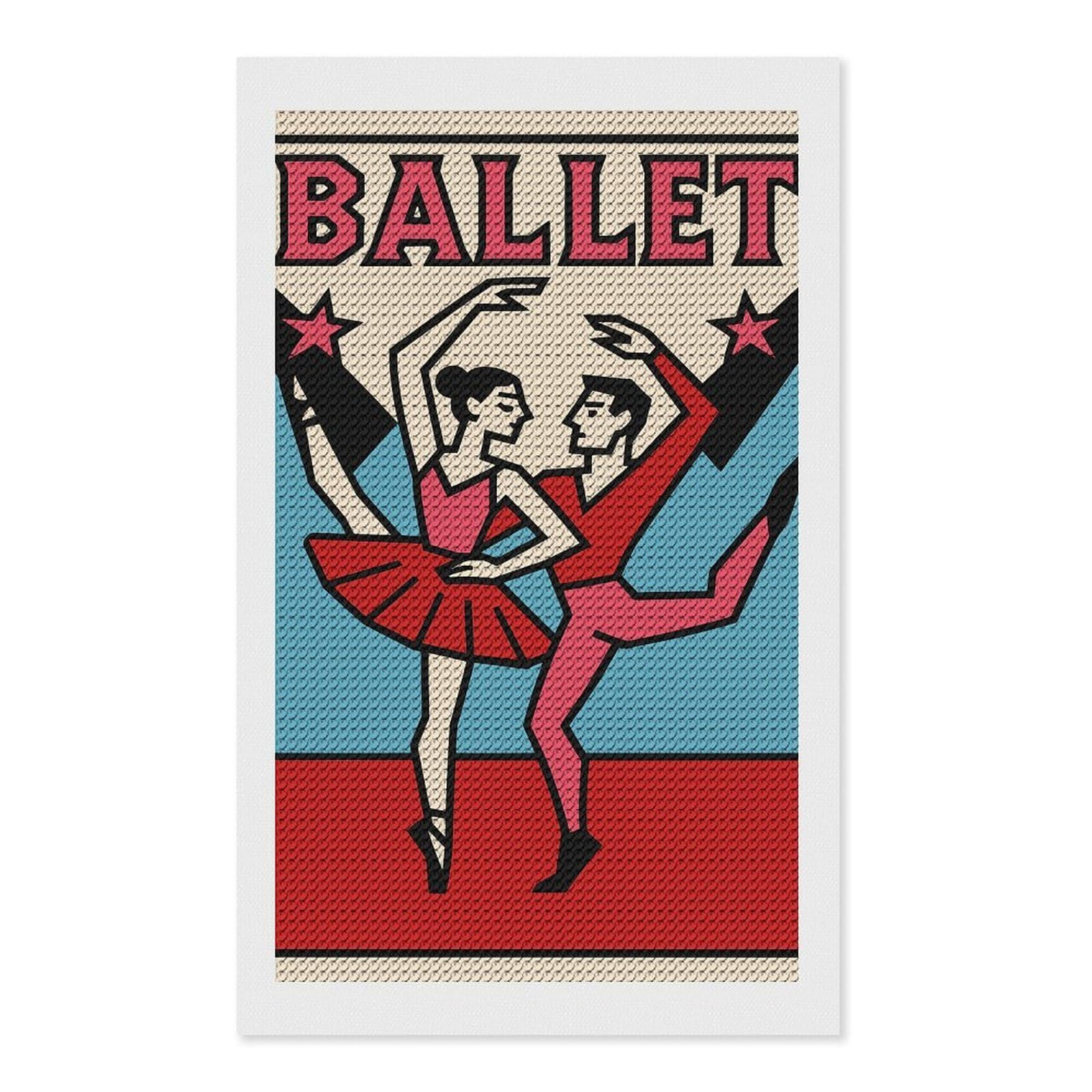Junmoney Ballet Dancers Diamond Painting Set 12"x20", Stress Relief Craft, Easy to Enjoy, Vintage Style Decor, Festive Craft Gift