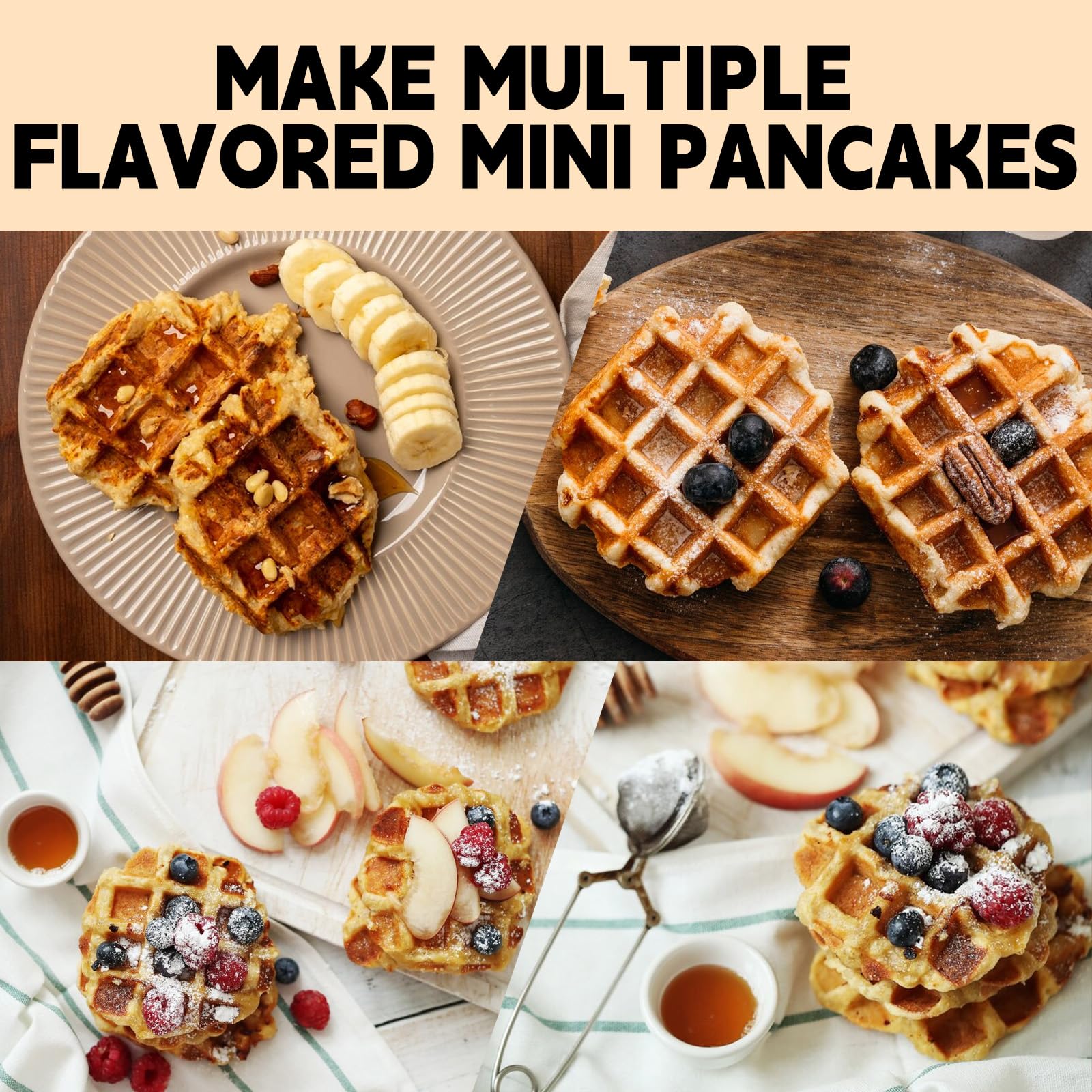 Mini Pancake Maker, Machine Nonstick Small Pancake Maker with Quick Heat-Up Make 8 pcs Pancakes, Pancake Maker for Kids, Just Add Batter, Suitable for Breakfast, Snacks, Desserts (Mini Pancakes Maker)