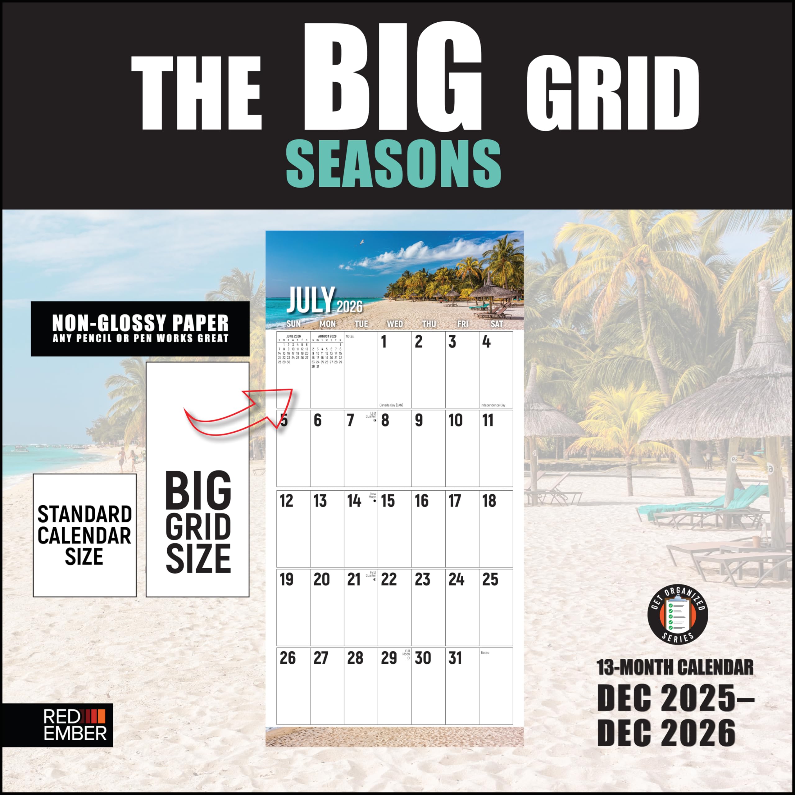 RED EMBER Big Grid Calendar