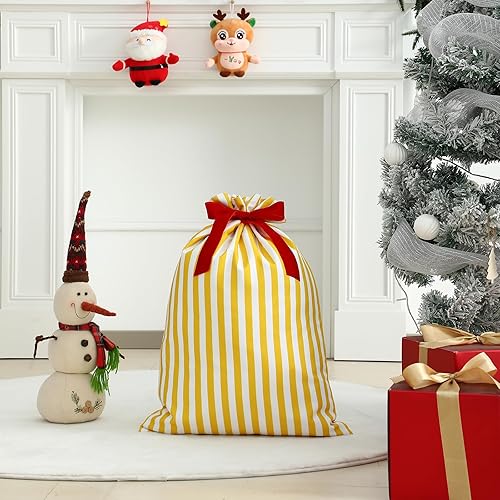 Miniatura 8 de DYSHAYEN Bolsa de regalo de Navidad de 19.7 x 27.6 pulgadas, bolsa de lona grande de Papá Noel para suministros de fiesta de Navidad (rojo)