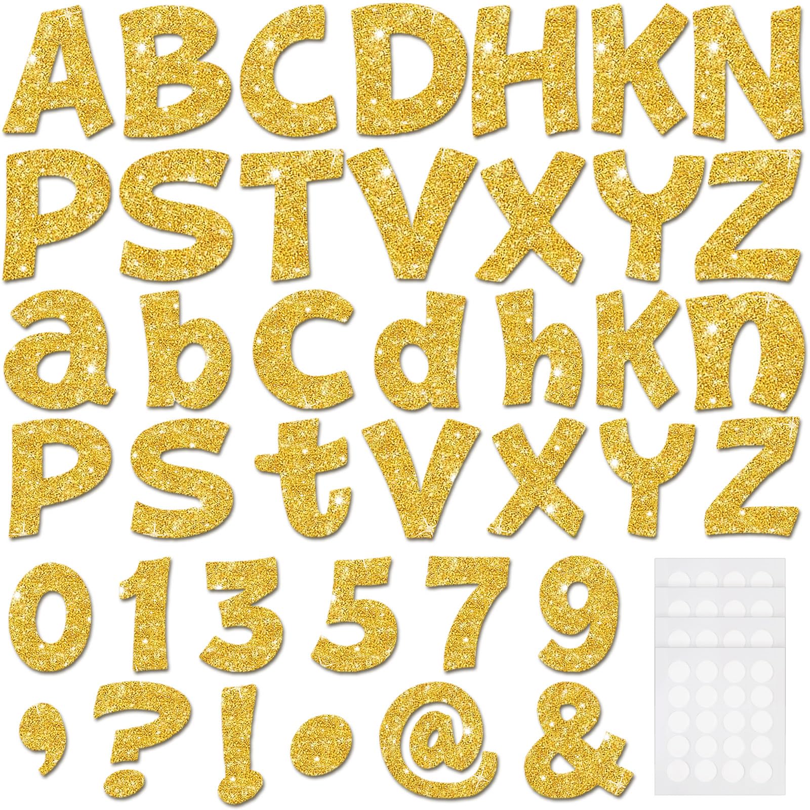 Colarr 216 Pcs 4 Inch Gold Glitter Bulletin Board Letters for Classroom