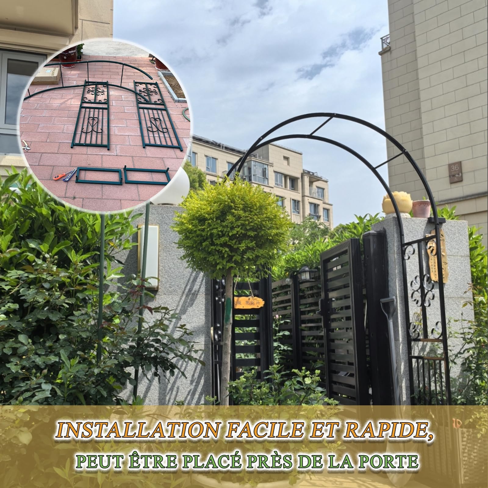Gartenpavillon aus weißem Metall, eleganter Kletterpflanzenbogen für Hochzeiten und Outdoor-Dekoration, verstärktes flaches Design, L300 x B40 x H230 cm, romantische Gartenstruktur