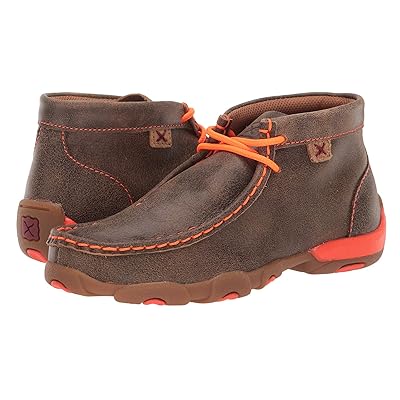 Twisted X Driving Moc (Little Kid/Big Kid) Shoes Bomber/Neon Orange
