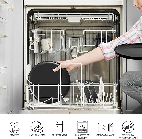 Miniatura 3 de Juego de 3 platos llanos de cerámica, platos de ensalada de esmalte mate de 8 pulgadas, juego de vajilla de porcelana para aperitivos y postres,