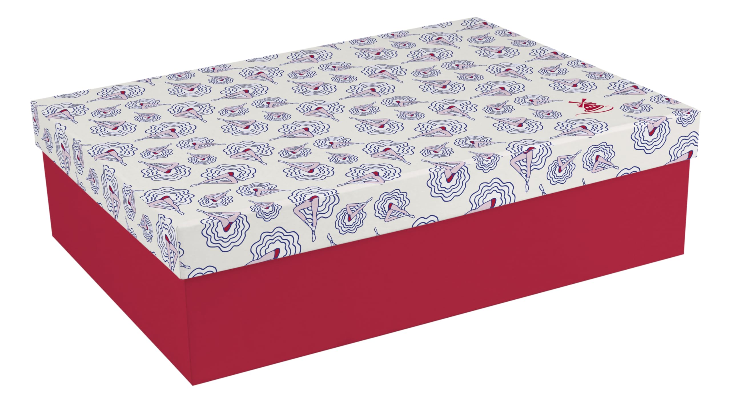 Clairefontaine 812445C - Une Boite de Rangement en Carton Multifonctions Rectangulaire 6 Compartiments Amovibles - Couvercle - Organisateur Armoire - 29x21x8,5cm - Décors Moulin Rouge