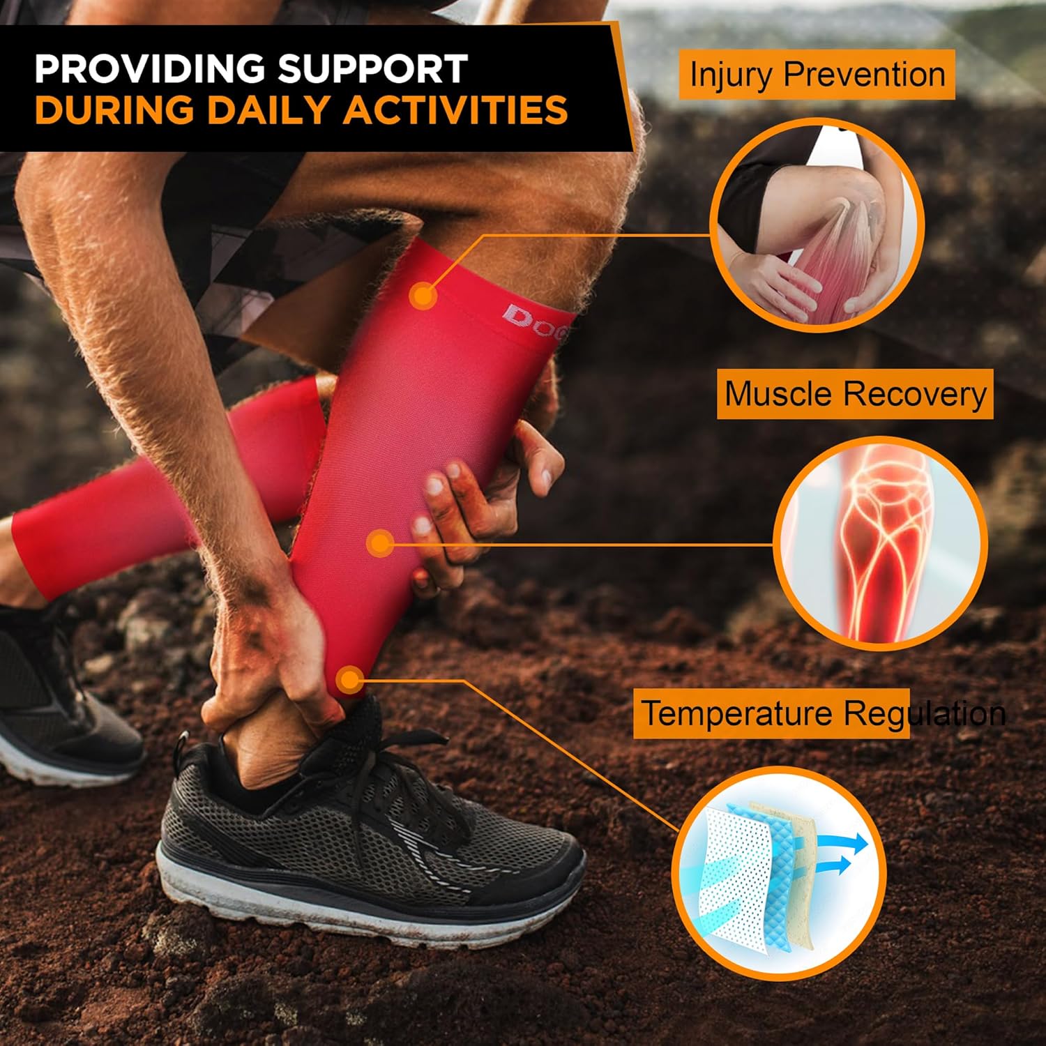 Doc Miller Compression Calf Sleeve for Men & Women – 20-30mmHg Graduated Support for Running, Shin Splints, Calf Strain – Knee High, Small to 6XL Plus Size - Image 4