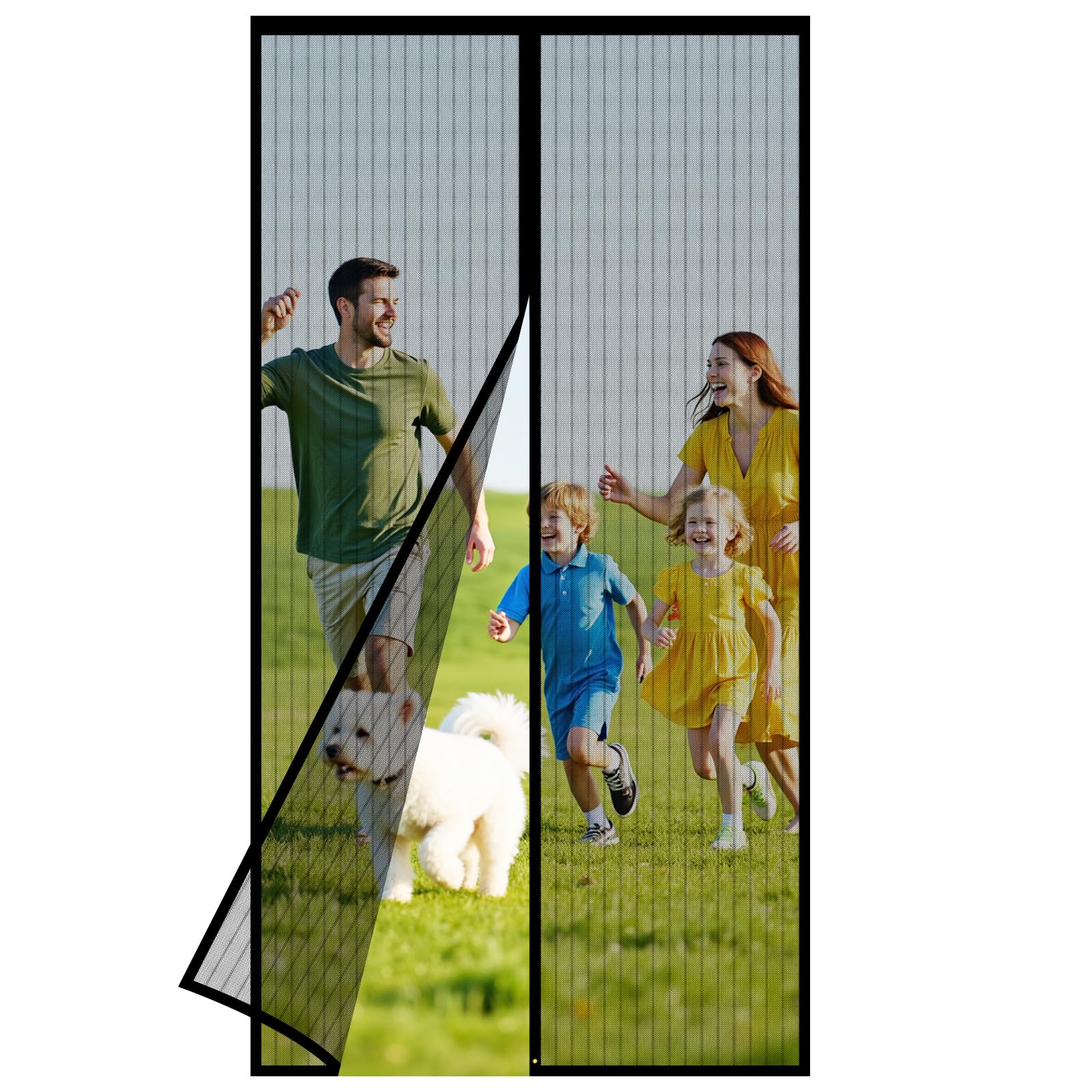 Magnetic Fly Screen Door - 90 x 210 cm Heavy Duty Mesh Curtain for Garden, Fly Screens for Doors with Magnets, Door Net Curtain Bug Proof, Black