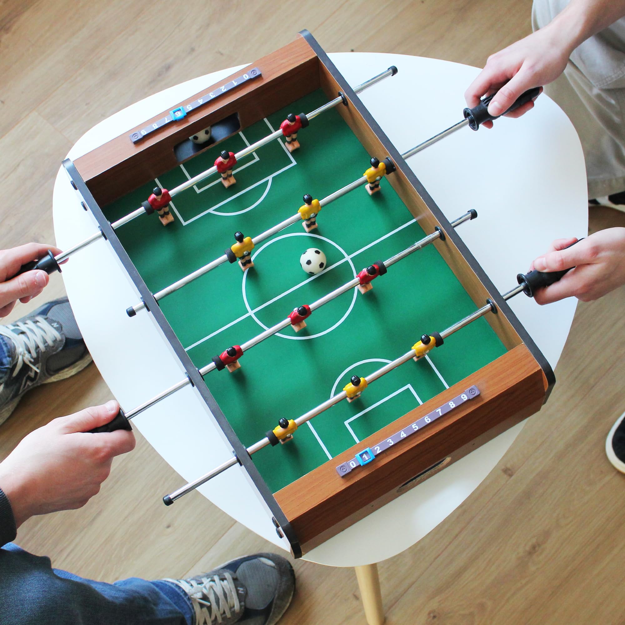 FISHTEC Mini Babyfoot de Table avec 4 Barres et 2 Balles - Jeu de bistrot Convivial et Format Compact pour Enfants et Adultes - Idéal pour Loisir intérieur et soirées Amis