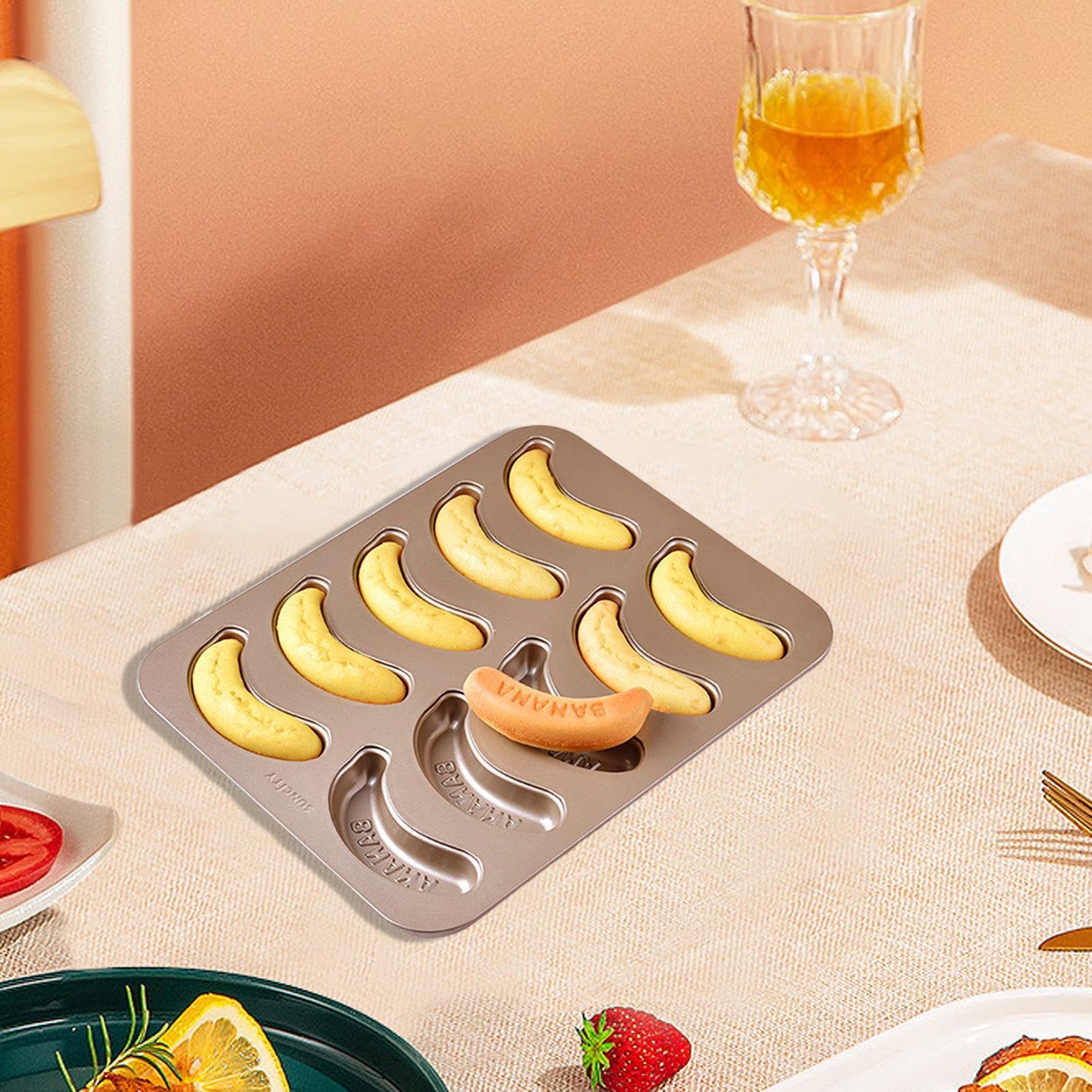 Molde para hornear (10 unidades, 10 unidades, diseño de plátano | para galletas, pudín, bread & Treats)