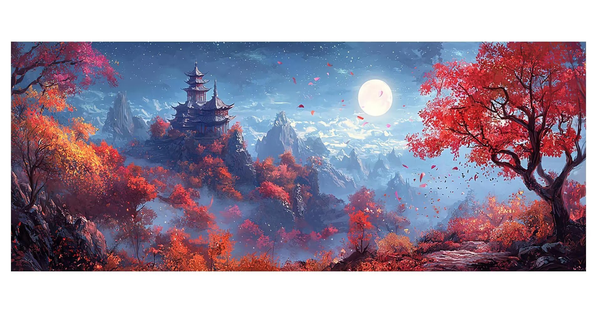 Landschaft Diamond Painting Groß XXL 150x60cm, Basteln Erwachsene Diamond Painting Set, 5D DIY Mond Diamant Paintings Bilder Erwachsene, Diamond-painting Set mit Zubehör für Zimmer Deko Geschenke E-8