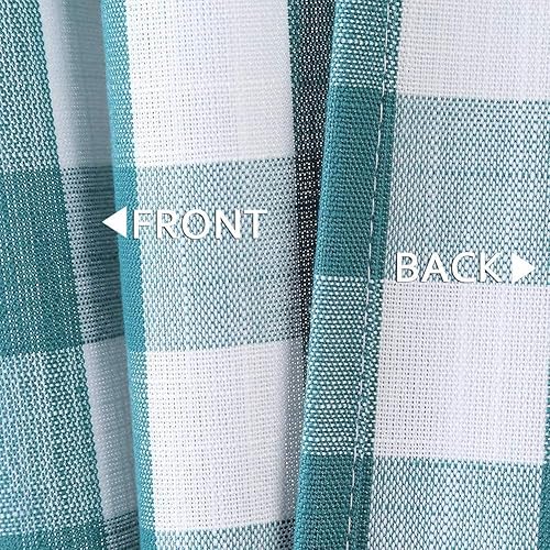 Miniatura 30 de Cenefas de café a cuadros blancos y negros para cocina, cortinas de cenefa gruesa con bolsillo para barra de cortina de granja, cortinas