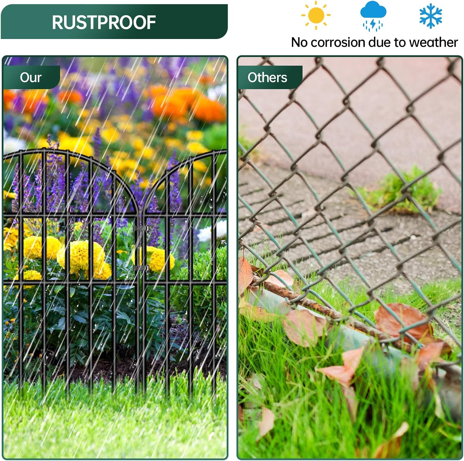 27ft (L) X 17in (H) No Dig Fence, 25 Panels Garden Fence Animal Barrier, 1.25 in Gap Rustproof Metal Dig Defense Edging Border, Dog Rabbits Blocker for Outdoor Yard