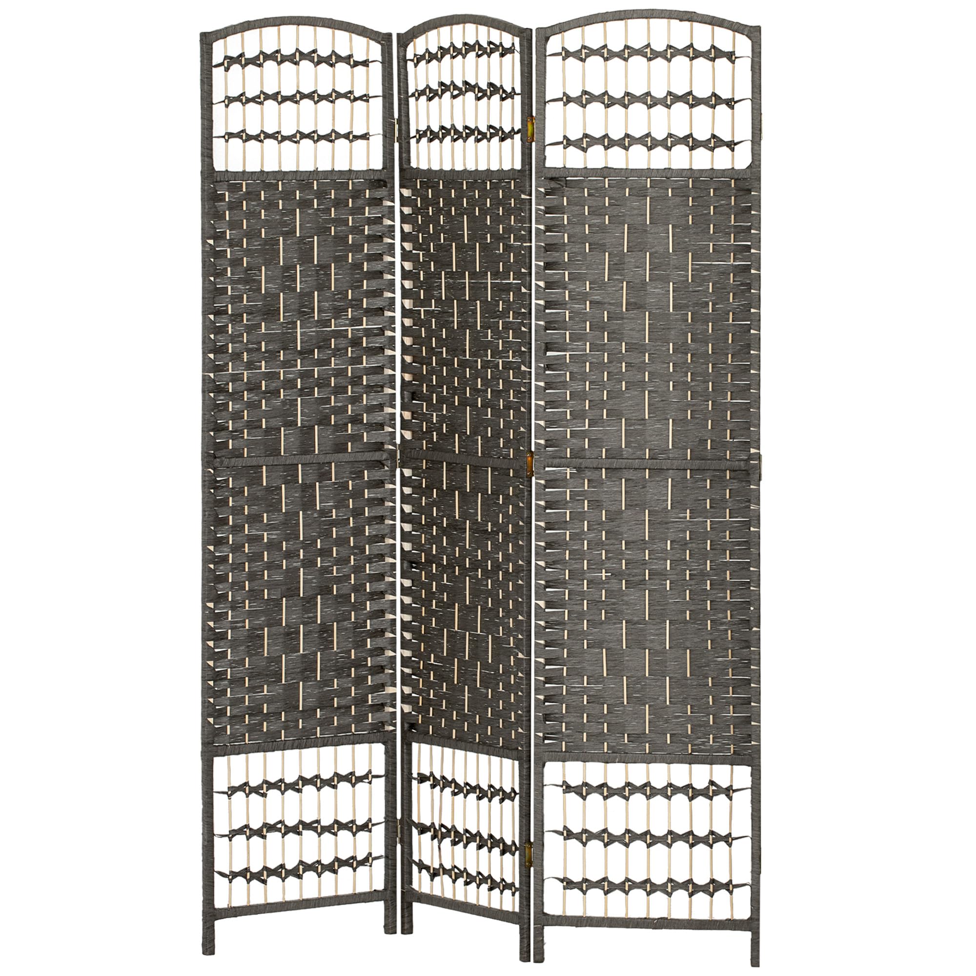 HOMCOM 3 Panel Room Divider, Folding Privacy Screen, 5.6' Room Separator, Wave Fiber Freestanding Partition Wall Divider, Dark Gray