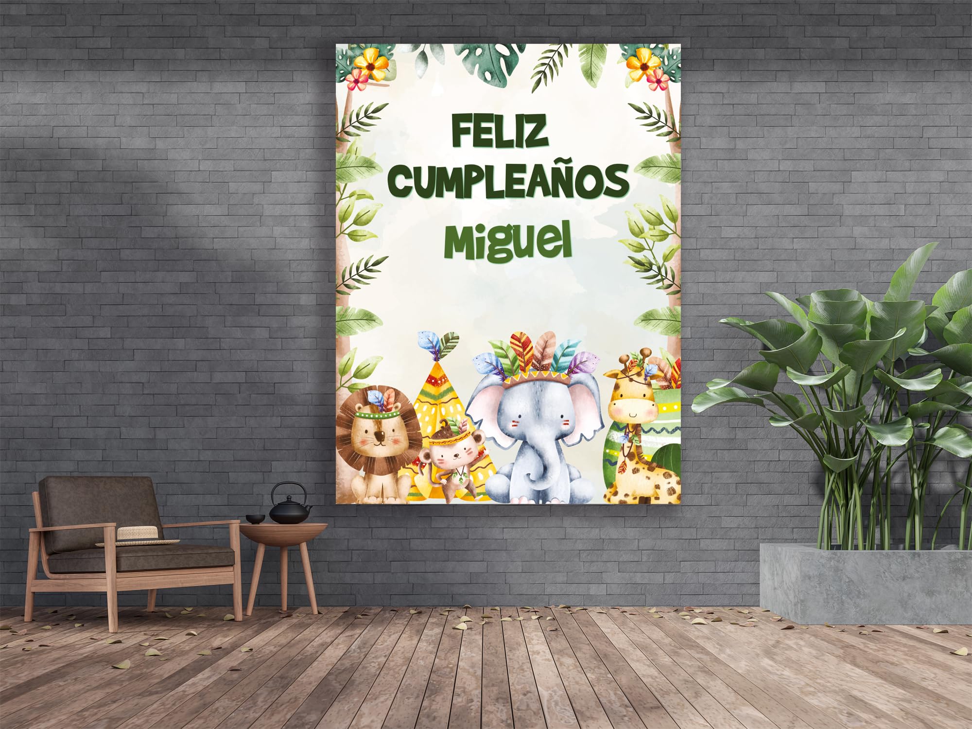 Oedim Photocall en Lona para Cumpleaños Animales, 300x200cm, Photocall Decorativo para Eventos o Celebraciones puntuales