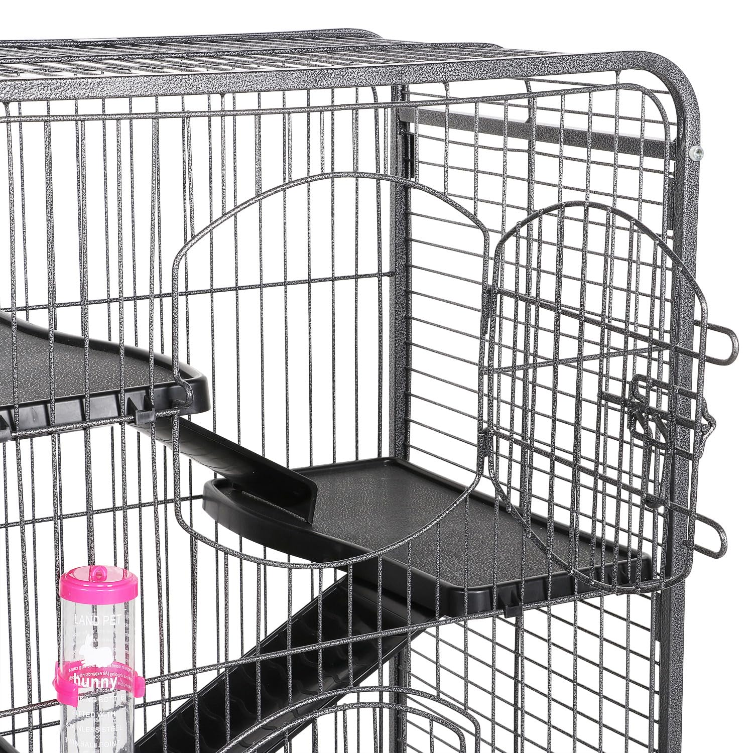 Yaheetech Gabbia per Coniglio Nano da Interno Esterno a 5 Ripiani Animali Domestici Grande in Metallo con 4 Rotelle Orientabili 64 x 43 x 131 cm Nera
