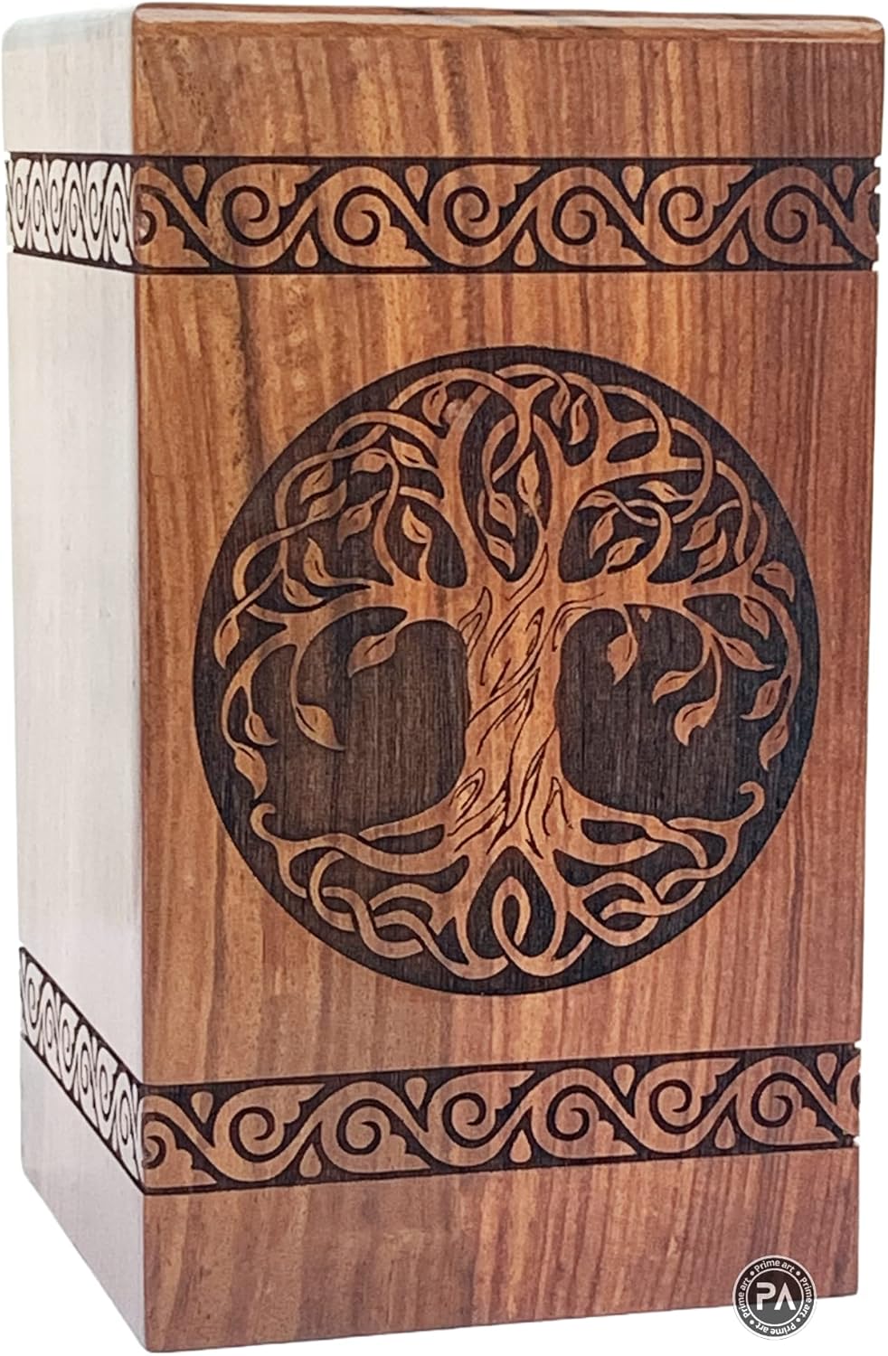 Wooden Urns For Ashes Adult Male Cremation Urns Adult Ashes Tree of Life Urns For Ashes Funeral Urns Wooden Pet urns Heart Urn Box ((X-Large - 14"Hx7.5"W (640 Cu/In), Rosewood Natural)