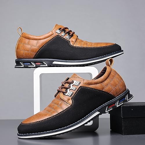 Miniatura 3 de Cosidram - Zapatos de piel informales y lujosos para hombre, cómodos, estilo mocasín, bajos y modernos con agujetas, color negro y marrón para