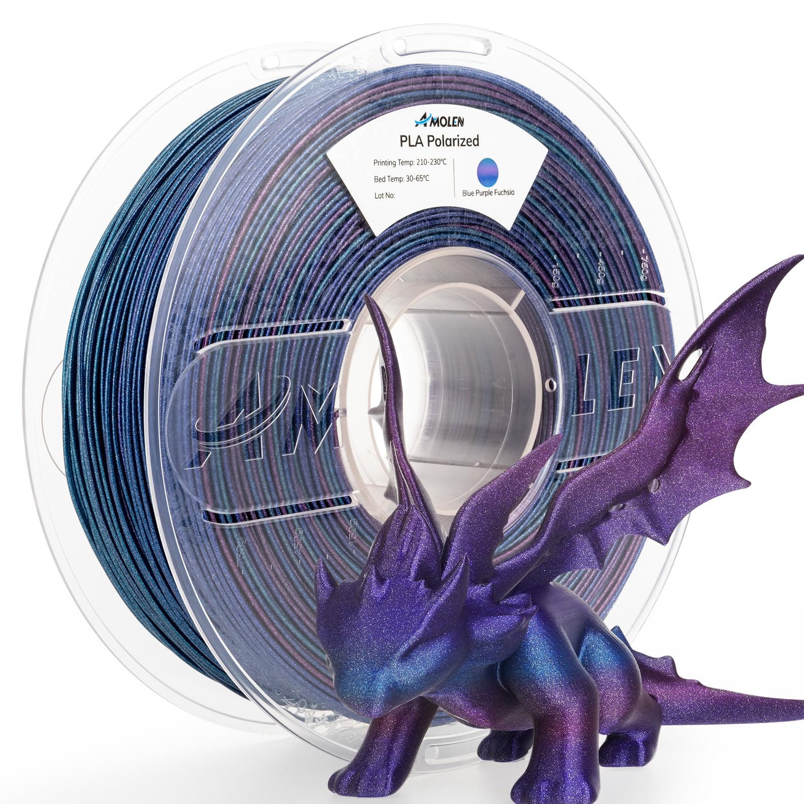 AMOLEN 3D Printer Filament, Galaxy Gradient Color Changing with Light, 1.75mm, Shiny Sparkle, 1kg (2.2lbs), PLA, Dimensional Accuracy +/- 0.02mm