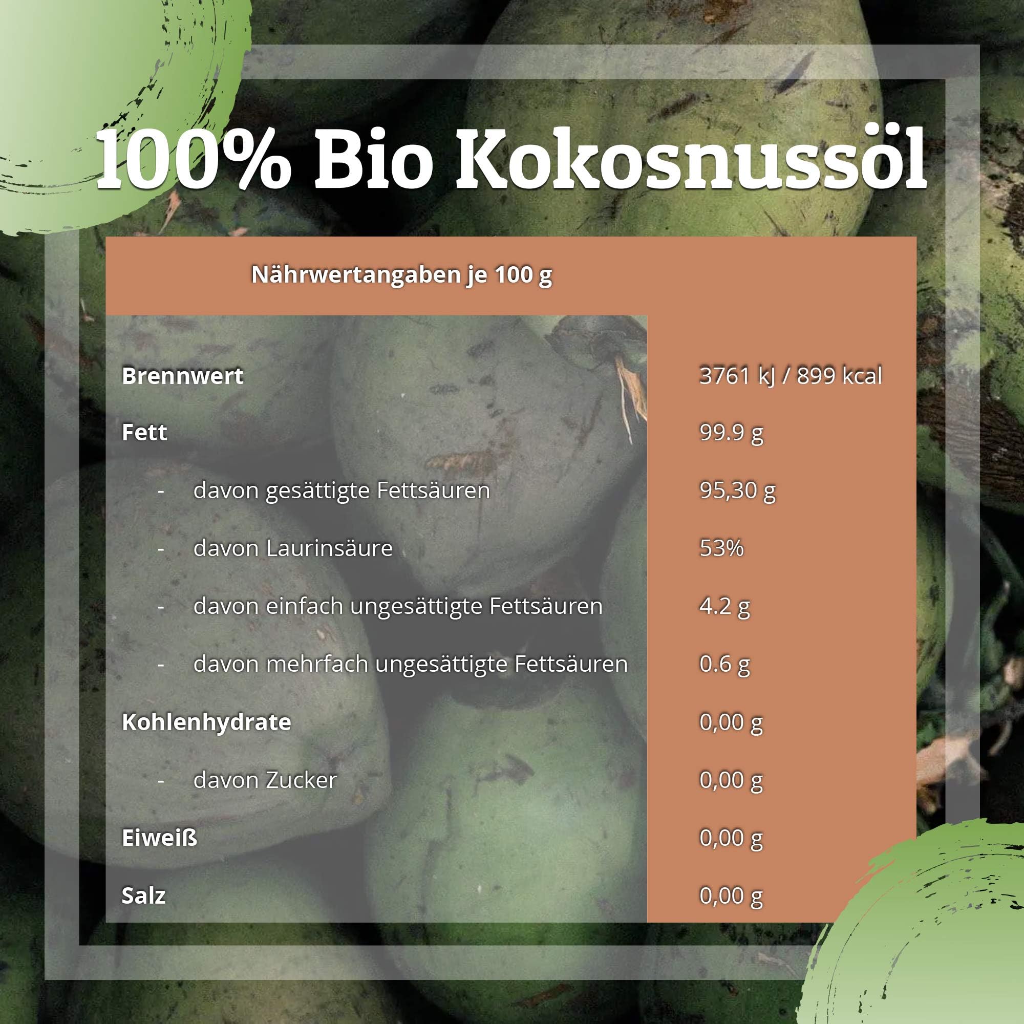 Kokosöl Bio Monte Nativo 1000ml (1L) - Coconut Oil - Kokosnussöl in Rohkostqualität - Reines Kokosfett - Bio Kokosöl nativ kaltgepresst zum Kochen, Braten und Backen, für die Haare, Zähne und Haut