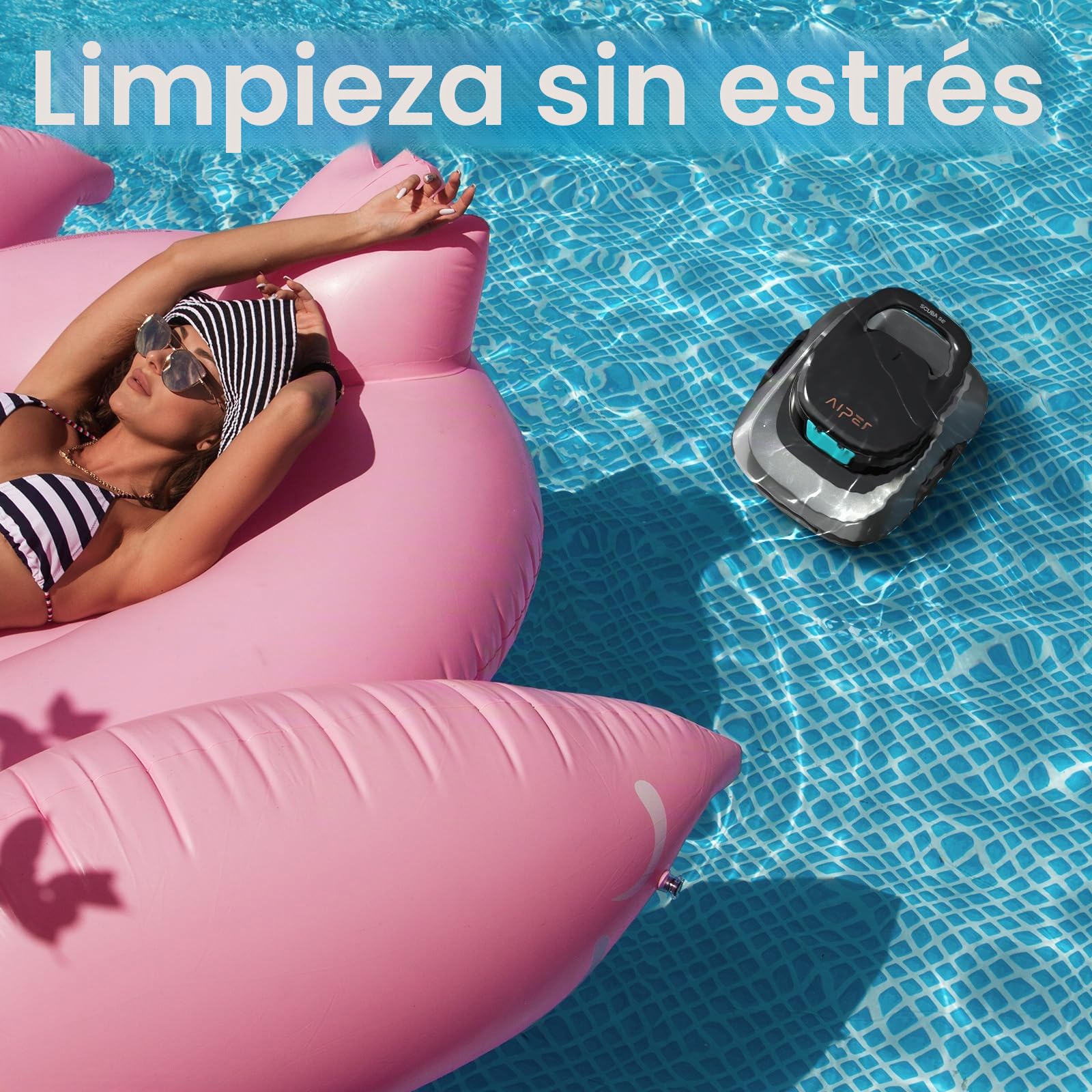 AIPER Robot de Piscina, Aspirador de Piscina inalámbrico a batería, Tiempo de Limpieza 90 Minutos, Limpieza automática con función de autoaparcamiento