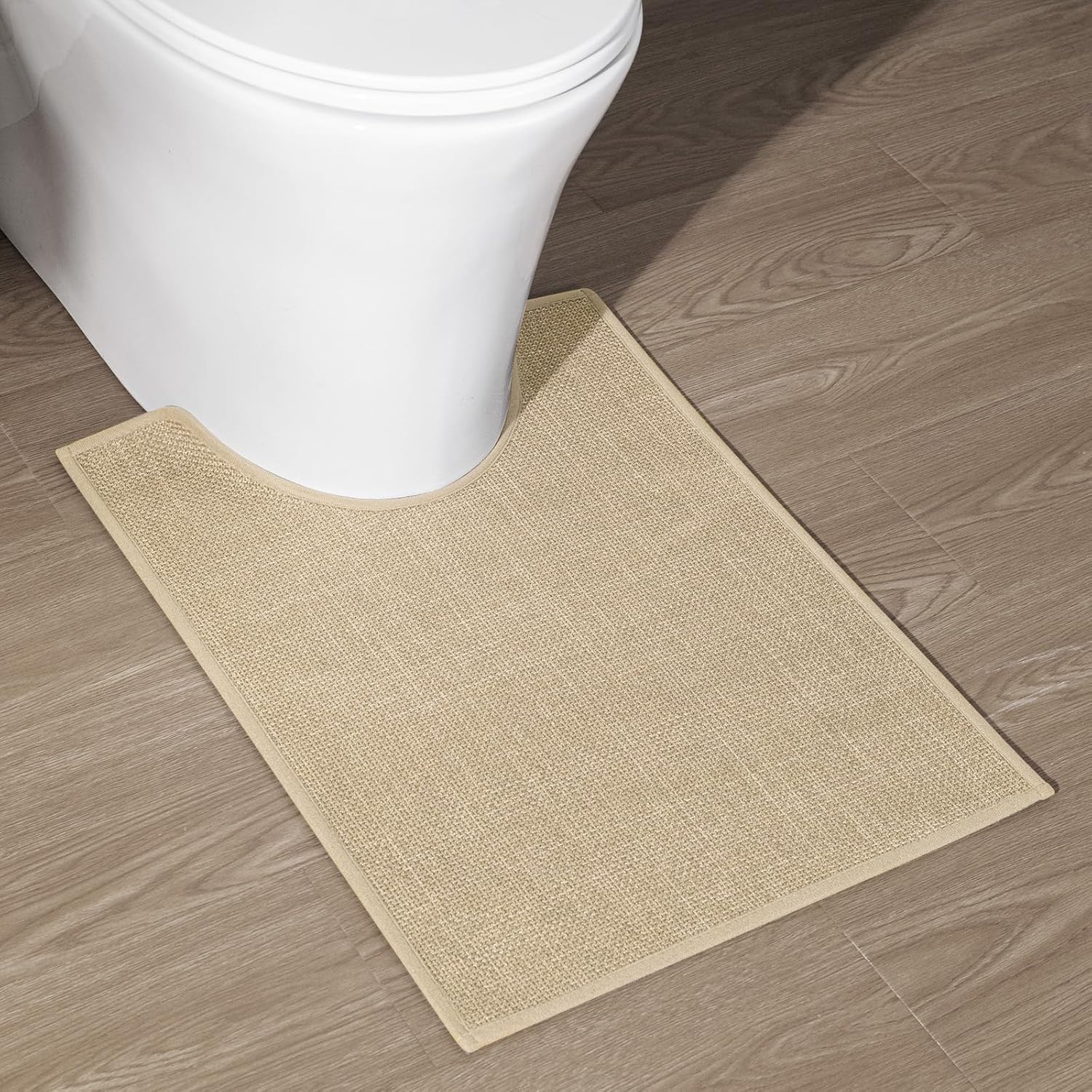 chakme Badezimmerteppich 44 x 61 cm rutschfeste Badematte mit Gummi Rückseite Badteppich rutschfest waschbar Badvorleger Bad Teppich Badezimmer Duschvorleger Beige