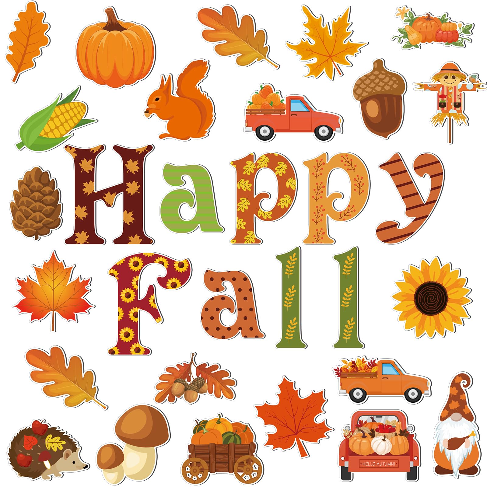 Hoteam 30 Pcs Fall Garage Door Magnets Pumpkin Maple Leaves Decor,Vivid