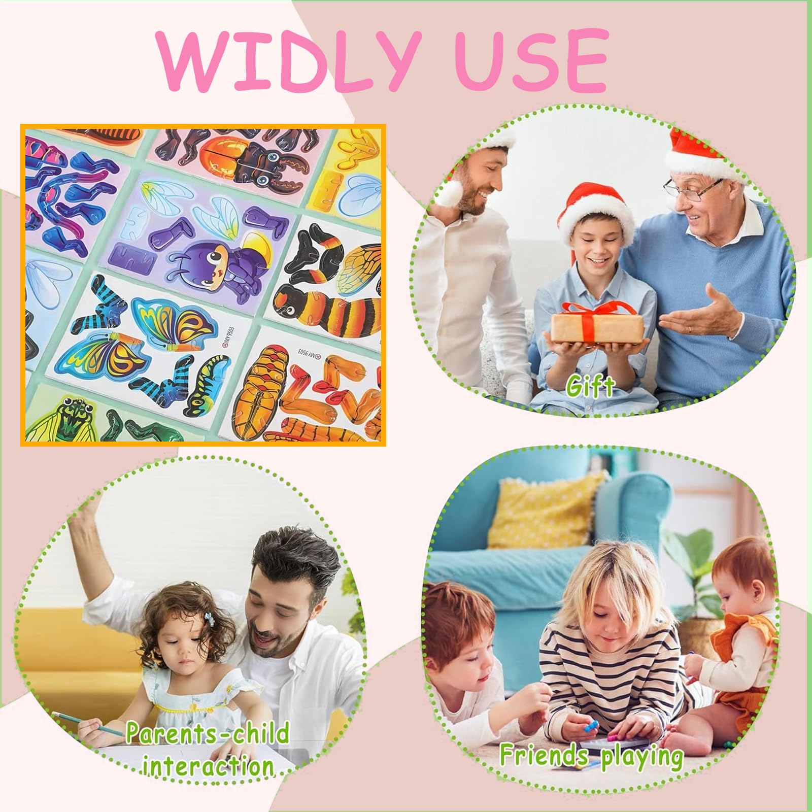 dellyy Puzzle 3D dla dzieci, 30 elementów, puzzle z kreskówek, edukacyjne puzzle 3D dla dzieci, mini puzzle dla dzieci, zabawki 3D (owad)