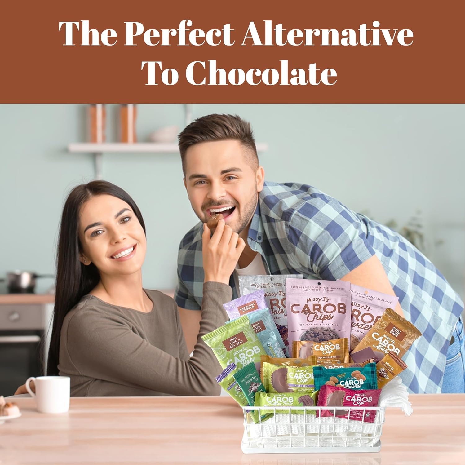 Missy J's Organic Carob Sampler Pack of 18 Products, Vegan Gluten Free, Substitute for Chocolate, Perfect for Snacks and Treats