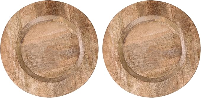 Lightnpro Platos de Madera Natural - Juego de 2, Redondos, 33 cm miniatura 6