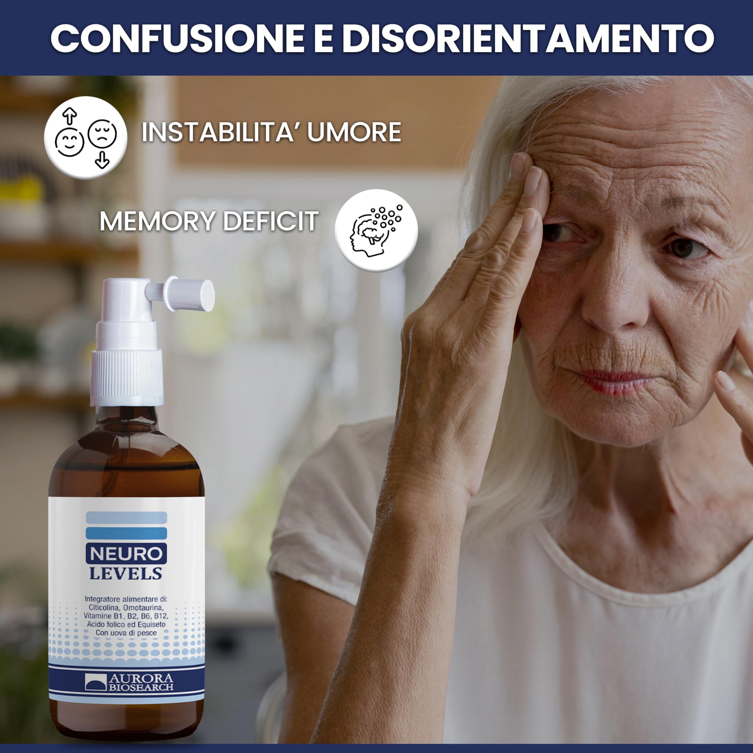 Integratore Completo per Memoria, Attenzione, Burnout, Stress Stop, 50 ml Spray orale con Stamisoma (Confezione da 1)