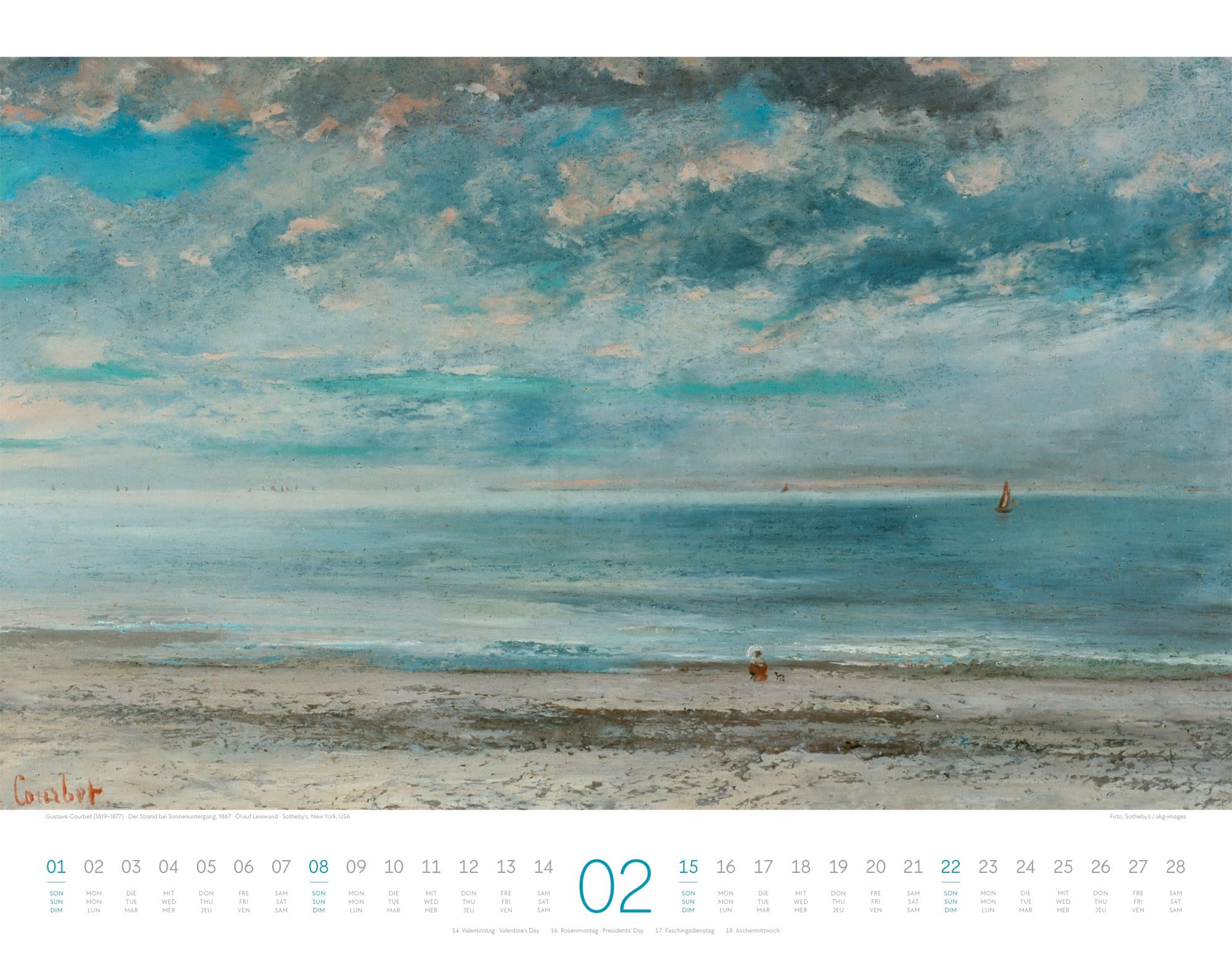 Kunstwerk Meer Kalender 2026 | Stilsicherer Kunst-Kalender im großen Querformat (54x42 cm) | Impressionismus & Expressionismus | Landschaft & Natur