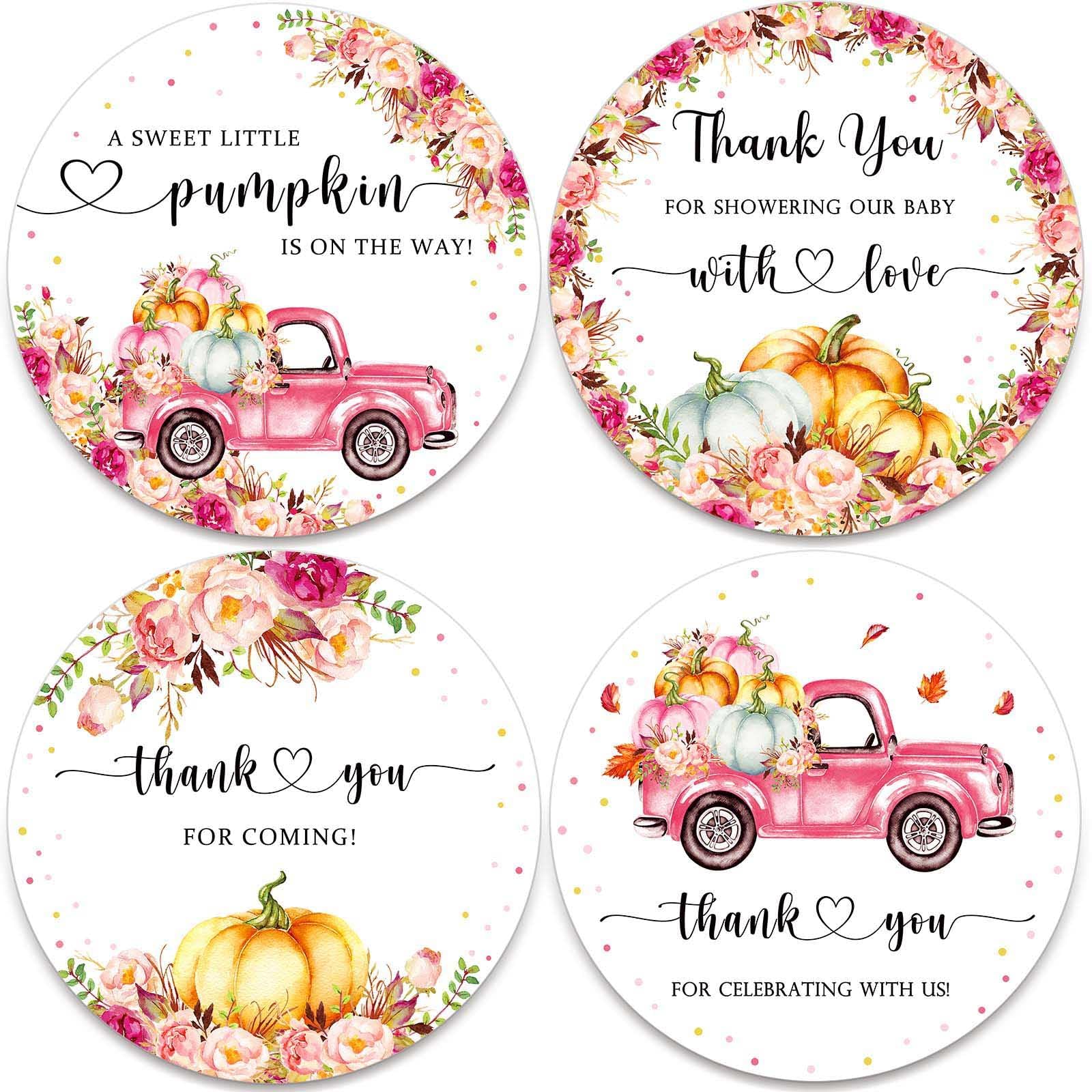 80 Little Pumpkin Thank You Favor Stickers, 2" Pumpkin Baby Shower Stickers, Pumpkin Baby Shower Party Decorations, A Sweet Little Pumpkin is On The Way, Fall Baby Shower Tag