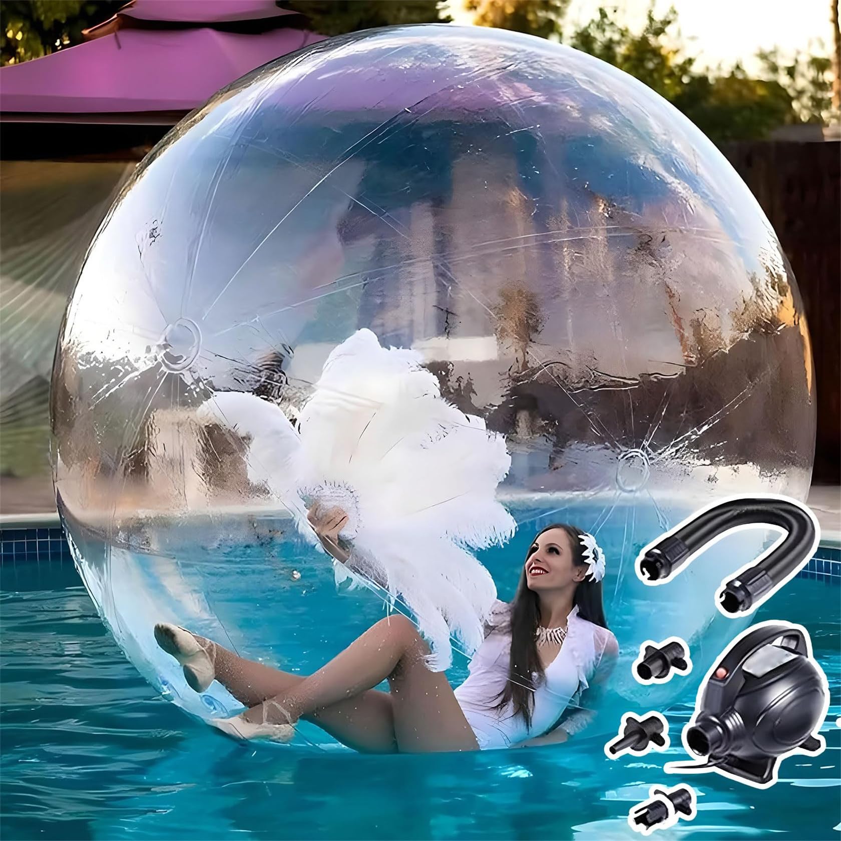 Walking On Water Walking Ball, 1.5m,1.8m,2m,2.2m,2.5minflatable Water Walking Ball PVC Water Ball, Inflatable Zorb Ball Tizip Zipper, with 800welectric Air Pump and Zipper,2m