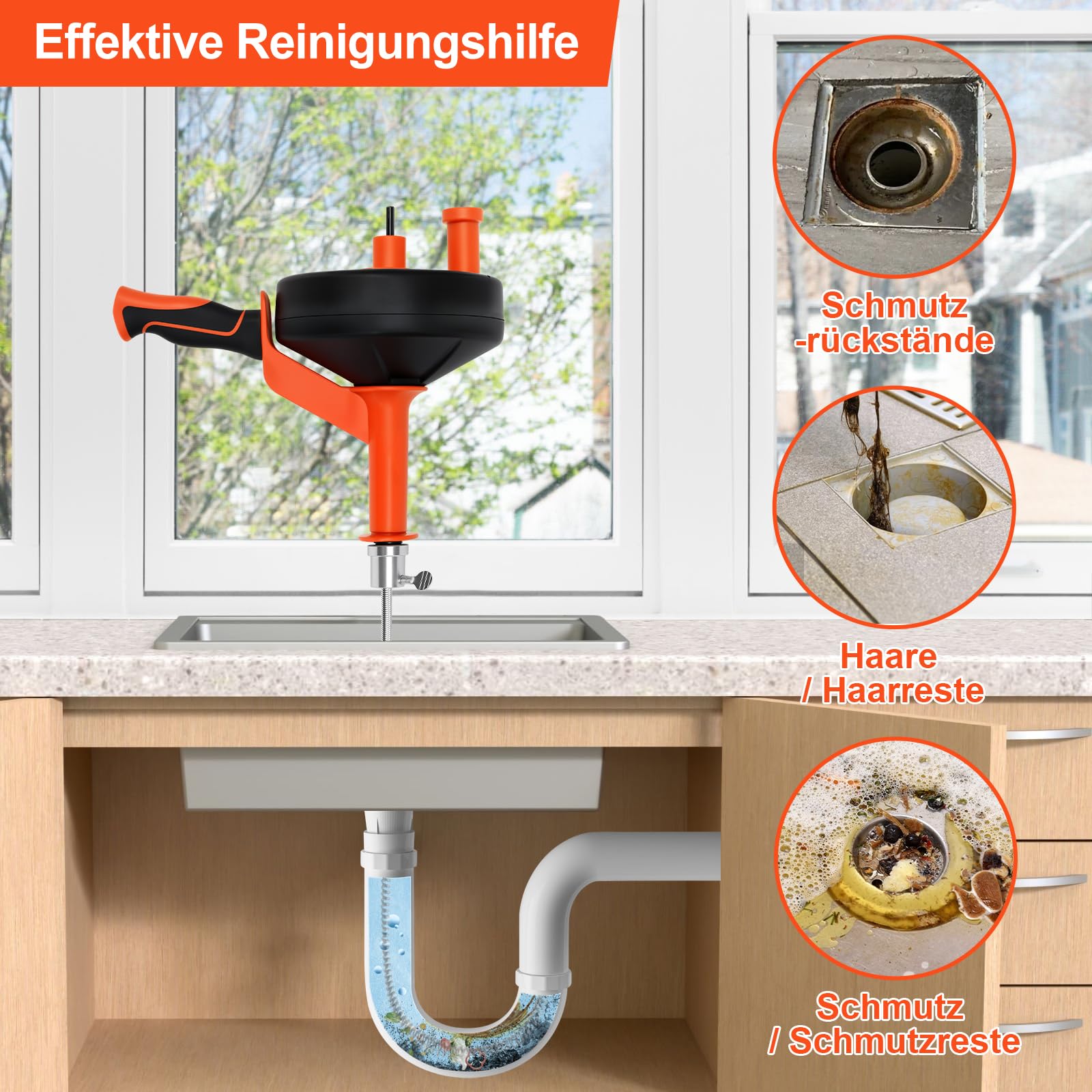 SOARFLY Desatascador Tuberías Profesional 10 m, Espiral Desatascador con Accesorio para Taladro, Manual & Eléctrico, para Fregadero, Baño y Cocina