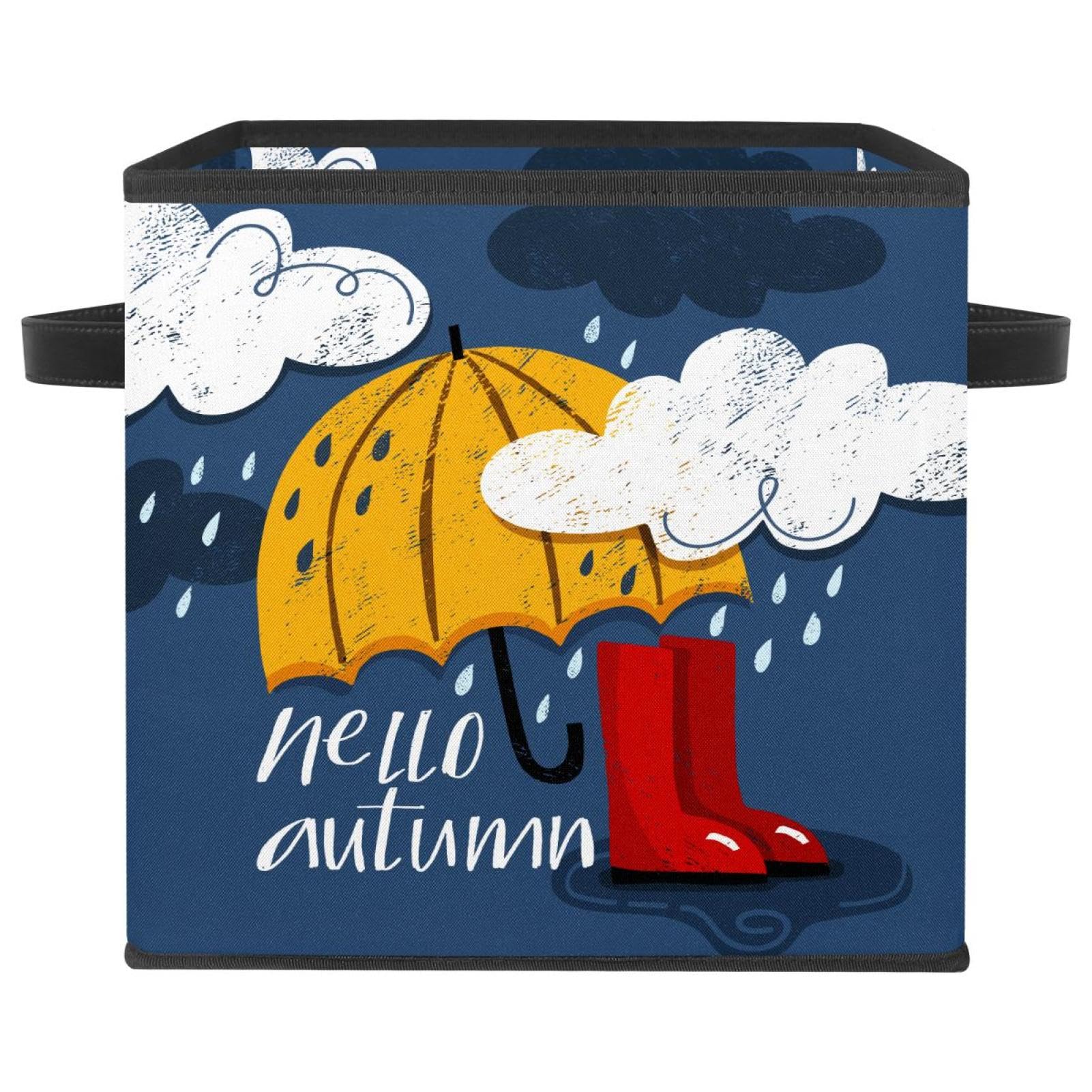 Boîte de rangement pliable cube en tissu Hello Autumn pour vêtements et placard