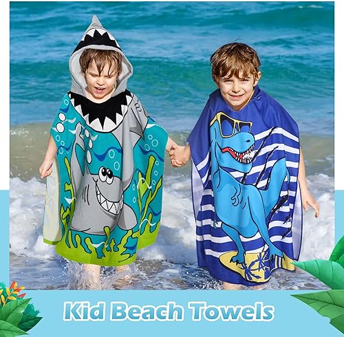 Miniatura 3 de Oudain 6 toallas con capucha para niños, toallas de baño con capucha de microfibra para niños y niñas pequeños (47 x 24 pulgadas, estilo encantador)