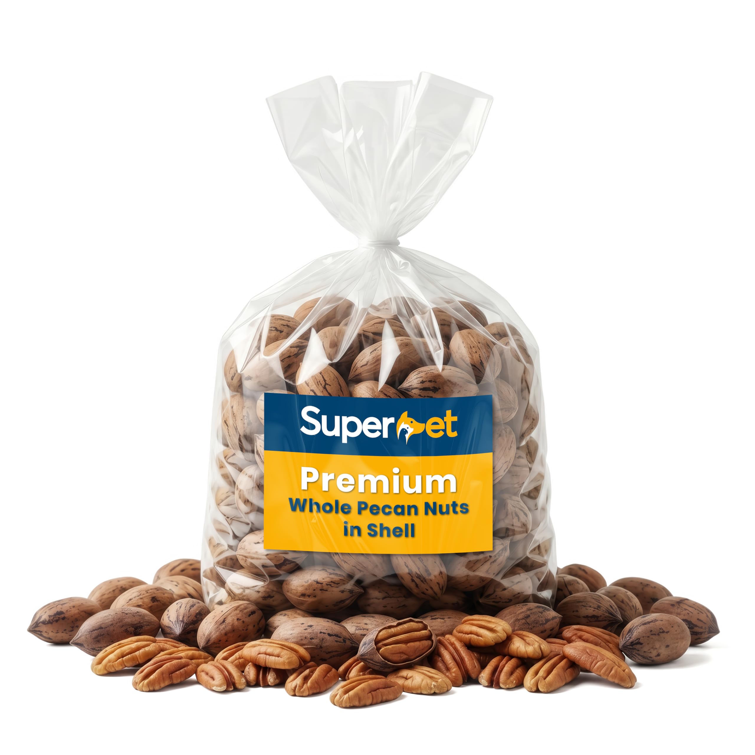 Superpet Premium Pecan Nuts in Shells, Natural Squirrel Food and Parrot Food Enrichment Treat, Unsalted Bird Nuts for Wild Birds and Garden Wildlife Feeding, 10kg