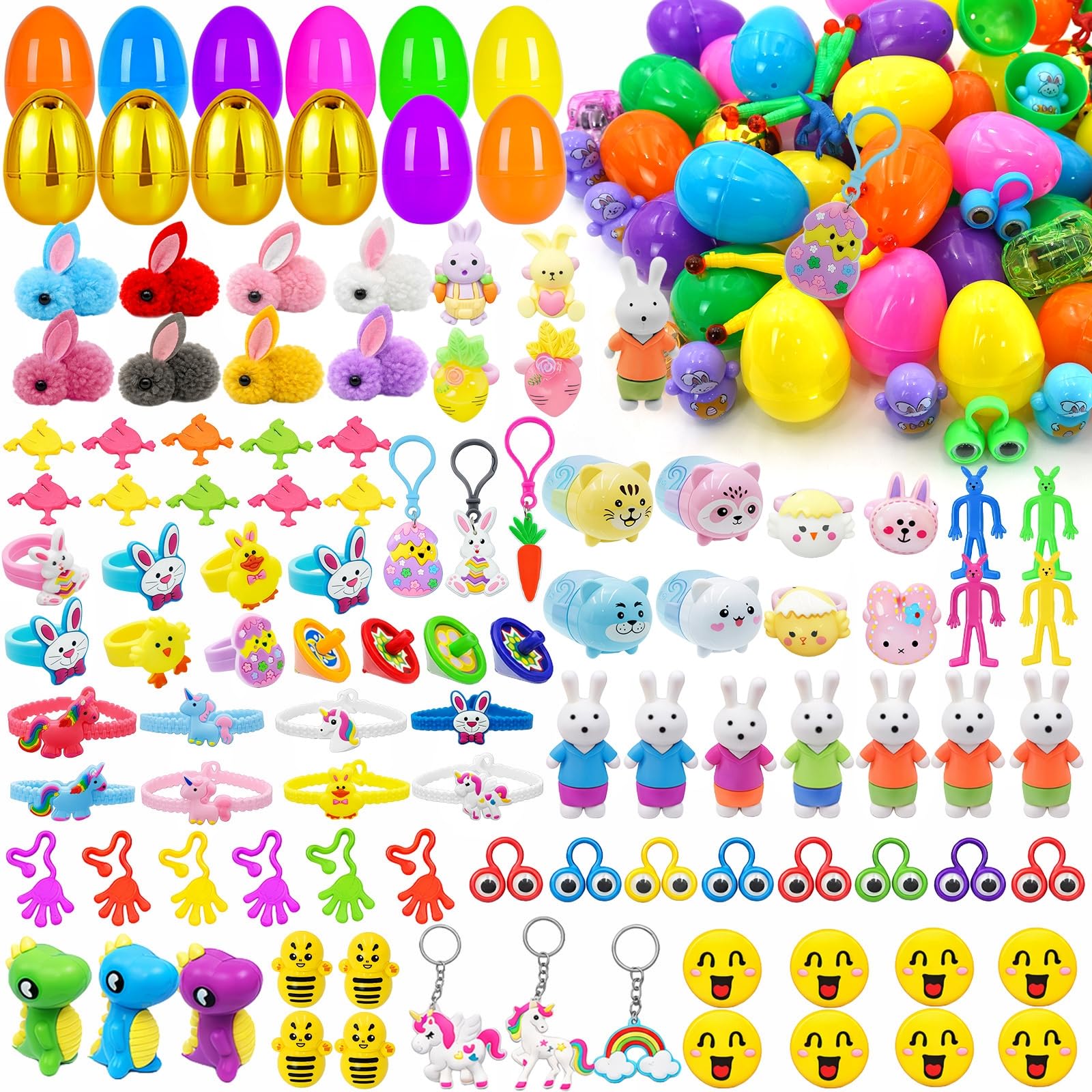 Photo 1 of [ Surprise Golden Egg ] 100 PCS Prefilled Easter Eggs with Assorted Toys,100 Plastic Easter Eggs Fillers with Toys Non Candy Prizes for Kid Toddler Boys Girls Party Favors Easter Basket Stuffers