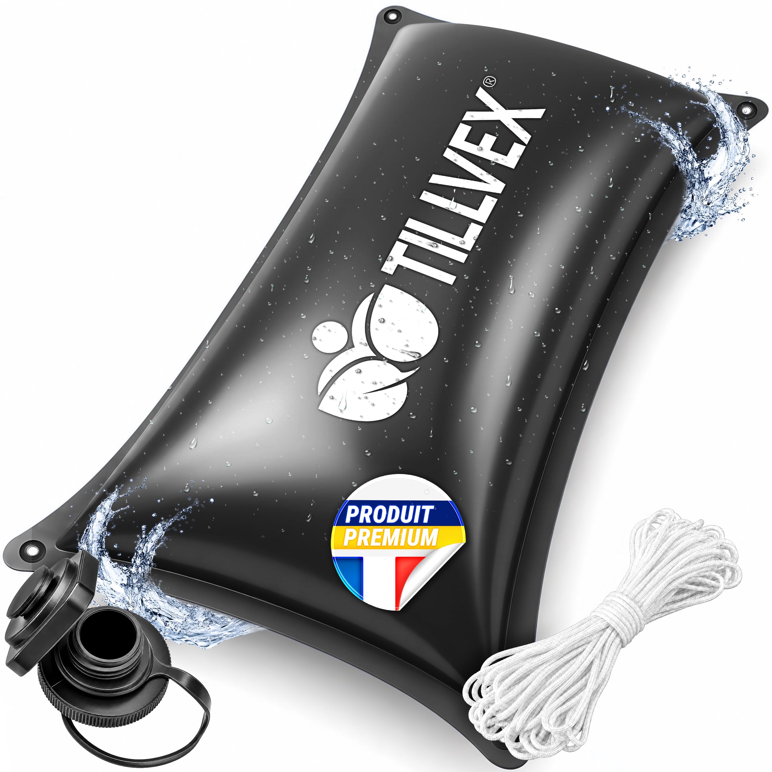 tillvex® Coussin Hivernage Piscine 2x2,4m + Corde 12m & Kit Réparation | Coussin d'air hivernage piscine, résistant gel & chlore jusqu'à -20°C | Valve à vis incluse | Protection piscine hiver