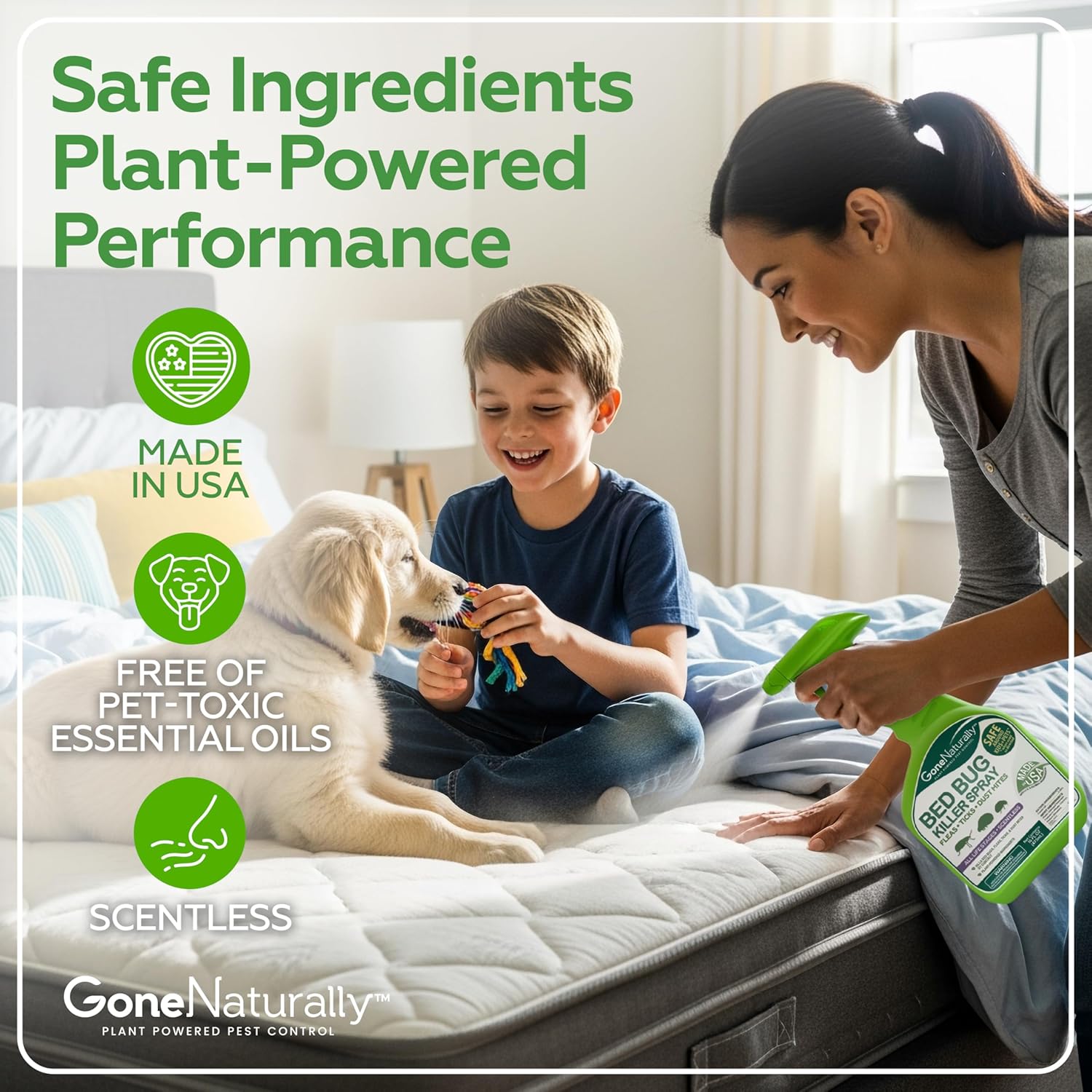 Bed Bug Spray – Scentless Natural Bed Bug Killer for Home & Mattress, Kills Bed Bugs, Nymphs & Eggs on Contact – Non-Staining, Kid & Pet Safe – Flea, Tick & Dust Mite Control, 16 oz - Image 2