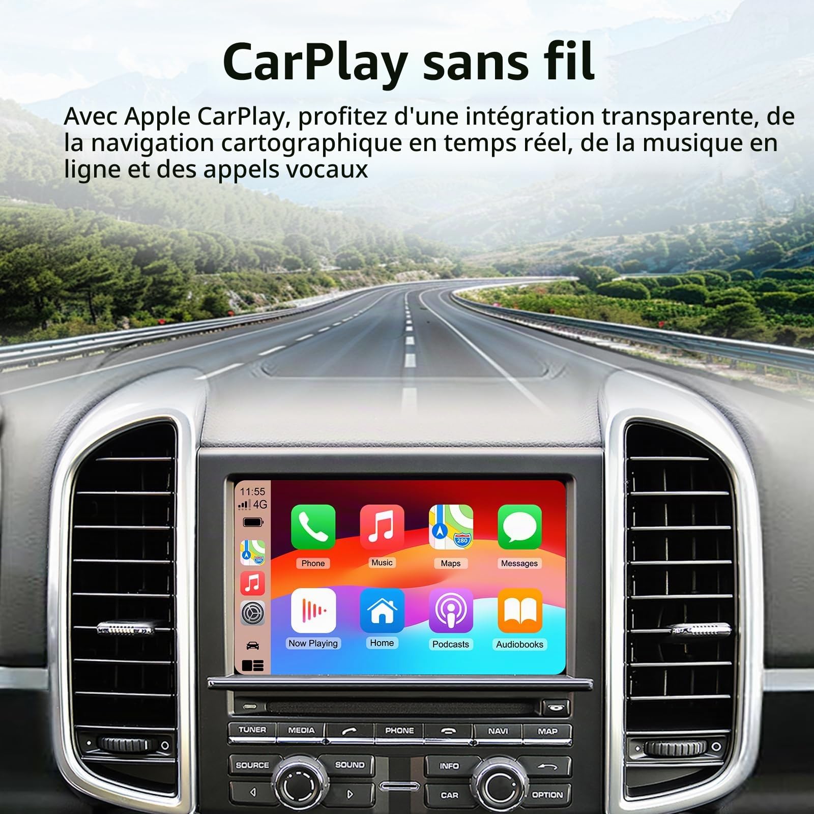 Kit rétrofit Décodeur sans Fil CarPlay et Android Auto pour Porsche Cayenne