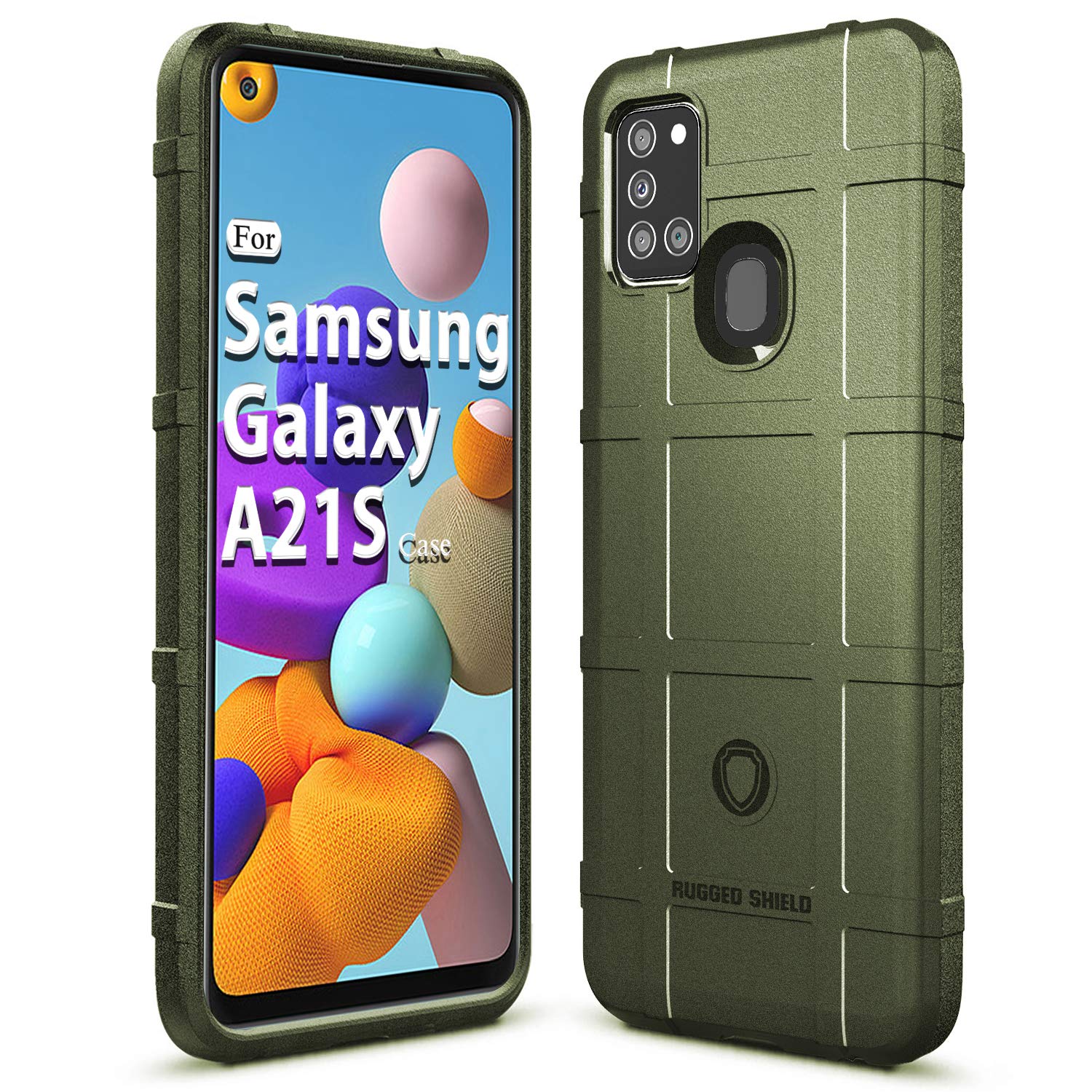 Sucnakp Galaxy A21S Case Samsung A21S Case Heavy Duty Shock Absorption Phone Cases Impact Resistant Protective Cover for Samsung Galaxy A21S（New Army Green）