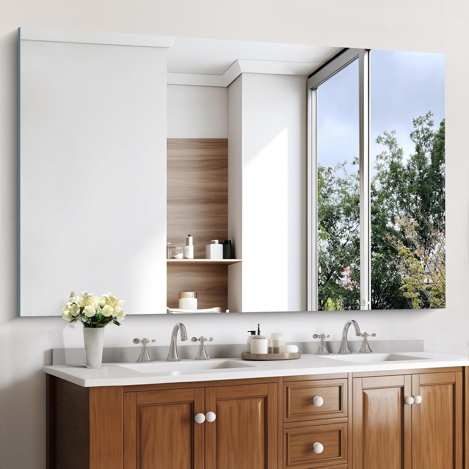 KOCUUY Large Frameless Mirror,60x36 Inch Rectangle Bathroom Vanity Mirror for Over Sink, Upgraded Shatterproof Unframed Design for Bedroom, Living Room, Entryway