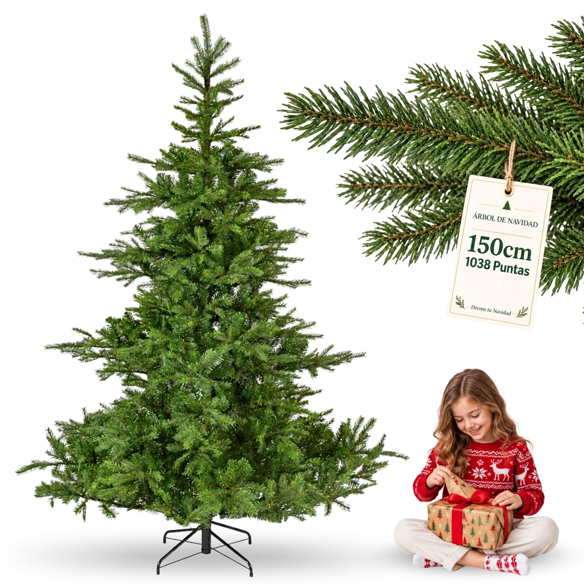 Árbol de Navidad Artificial 150 Cm De 1038 Puntas - imagen 1