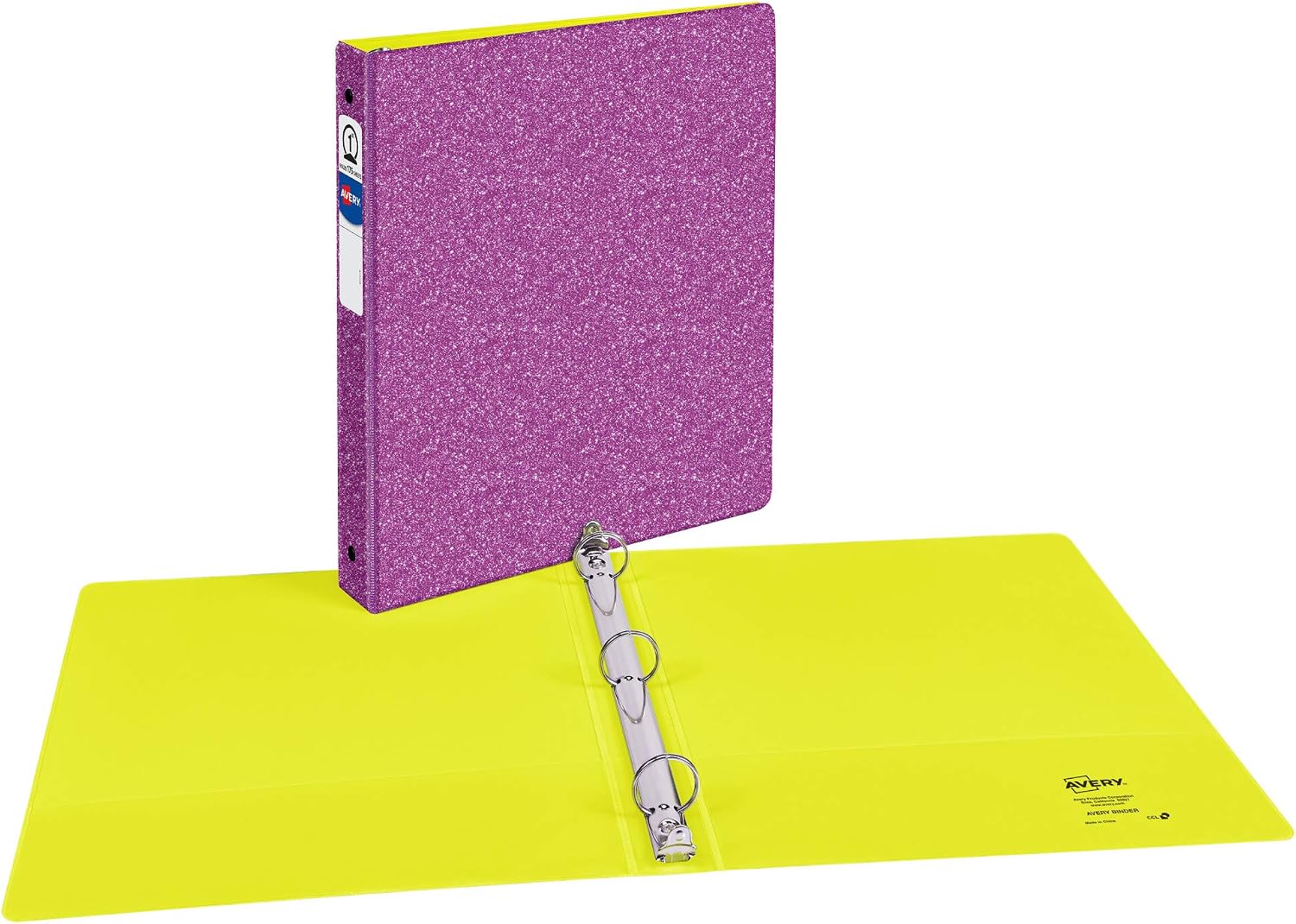 Avery Glitter Binder with 1" Round Ring, 175-Sheet Capacity, Color Will Vary, 1 Binder (3239)